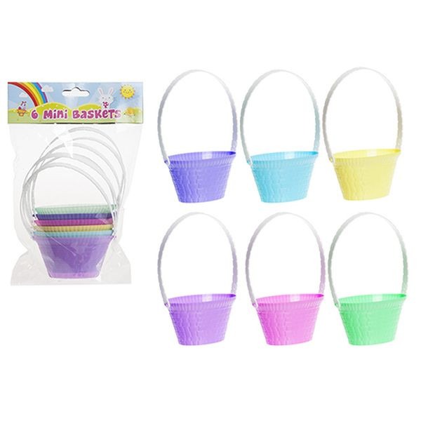 6pc 4 Inch Mini Pastel Summertime Basket In Pp Bag W header Card