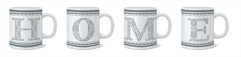 11oz U Shaped Mug 4 Asst Home Designs