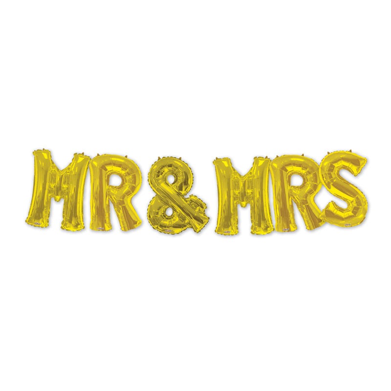 Mr & Mrs Gold Balloon Bouquet