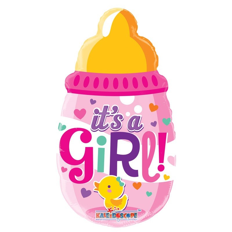 14 inch Baby Bottle Girl Packaged with Straw Balloon