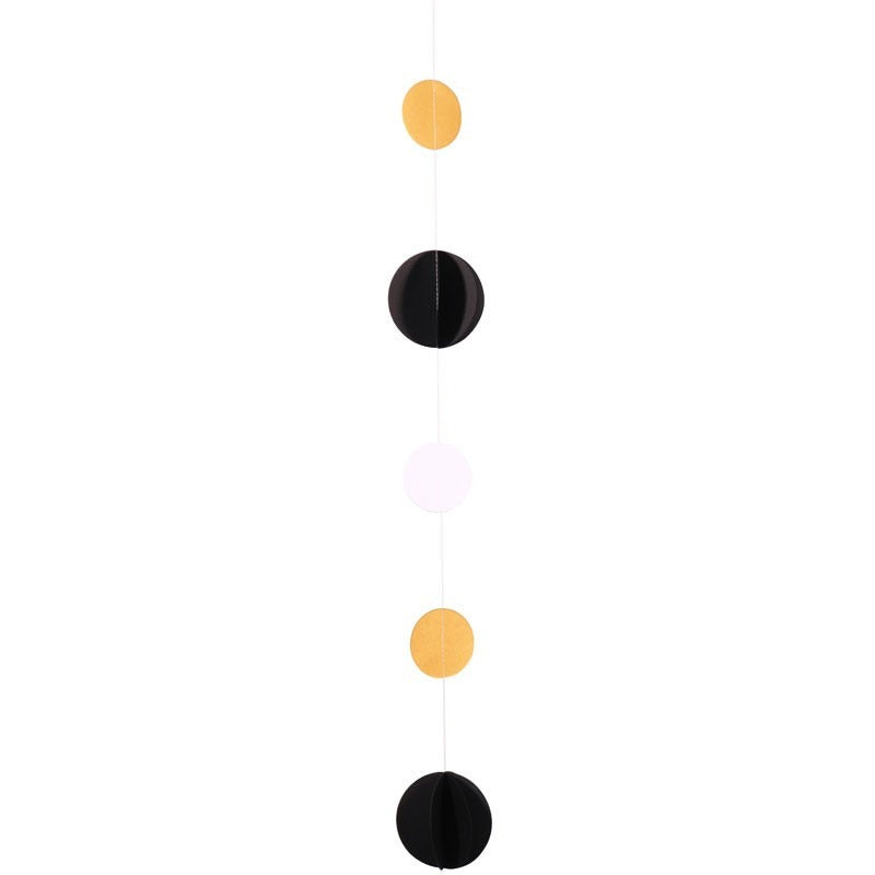 Black White and Gold Circle Balloon Tail