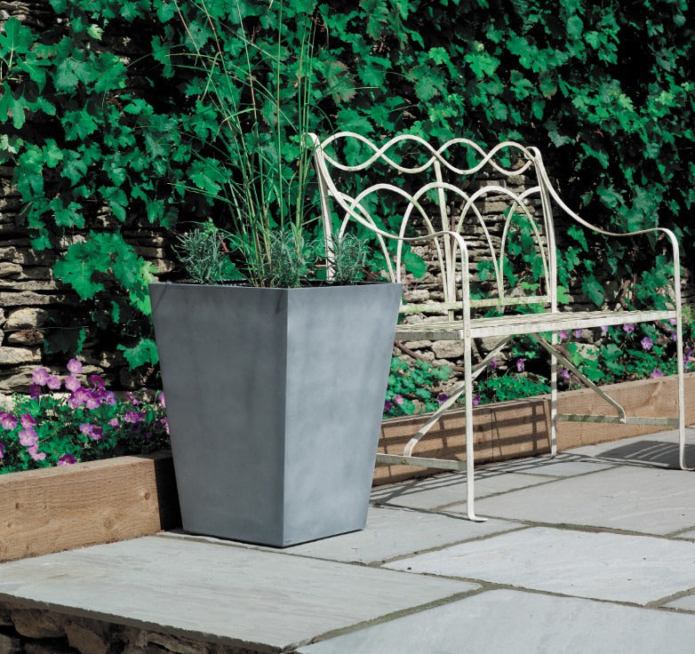 40cm Dark Grey Tall Square Beton Planter
