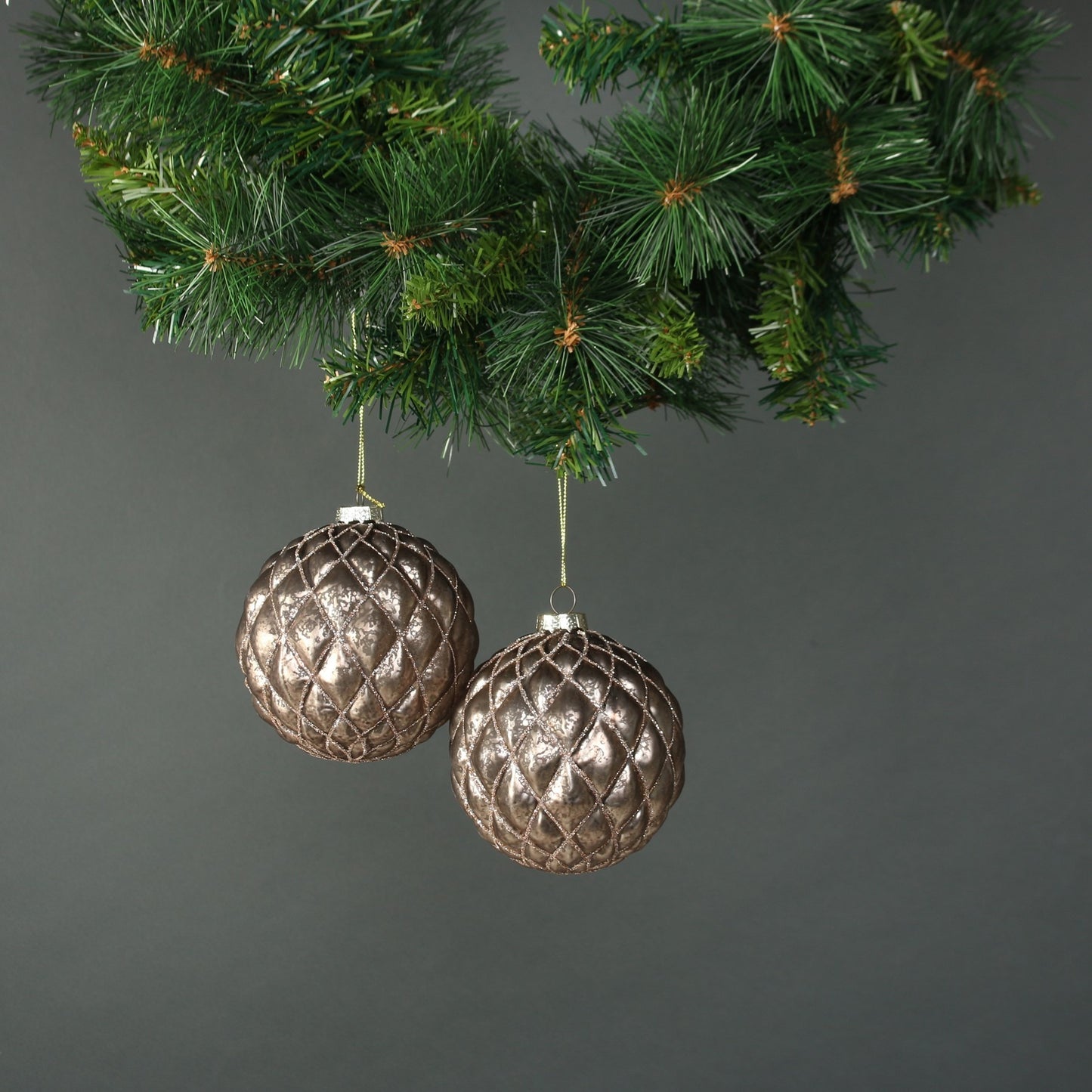 Asteria Glass Quilted Bauble 10cm (Set of 4)