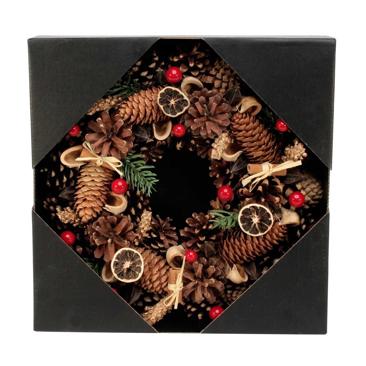 Pine Cone Red Berry & Fruit Wreath (30cm)