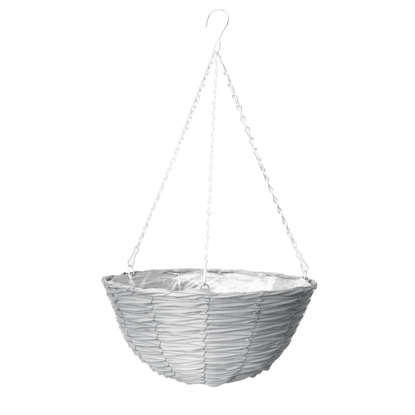 14 inch Faux Rattan Hanging Basket Grey