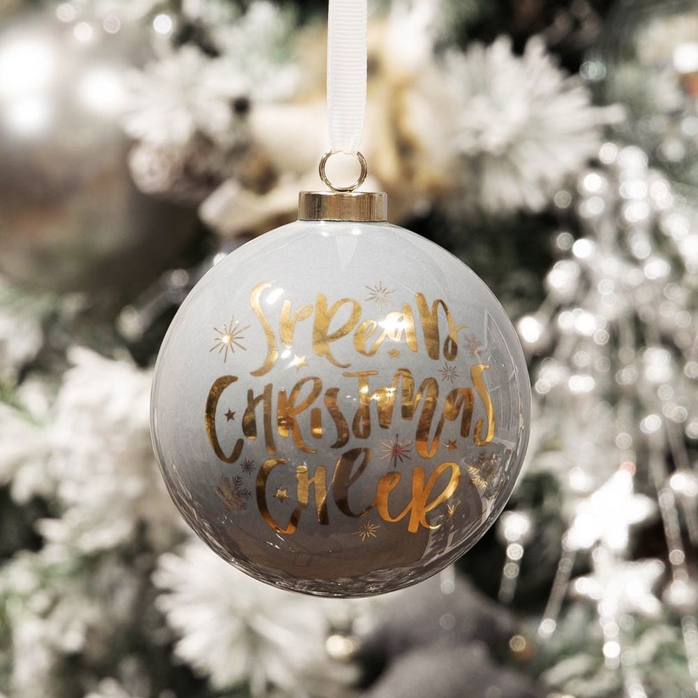 Grey & Gold Ceramic Bauble- Spread Christmas Cheer