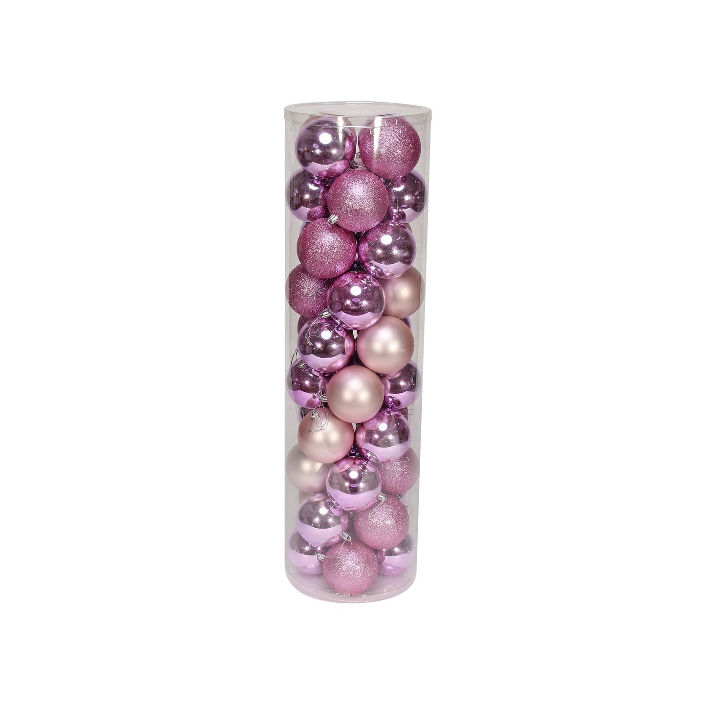 48 Pink Baubles in Matt Shiny & Glitter Finish (8cm)