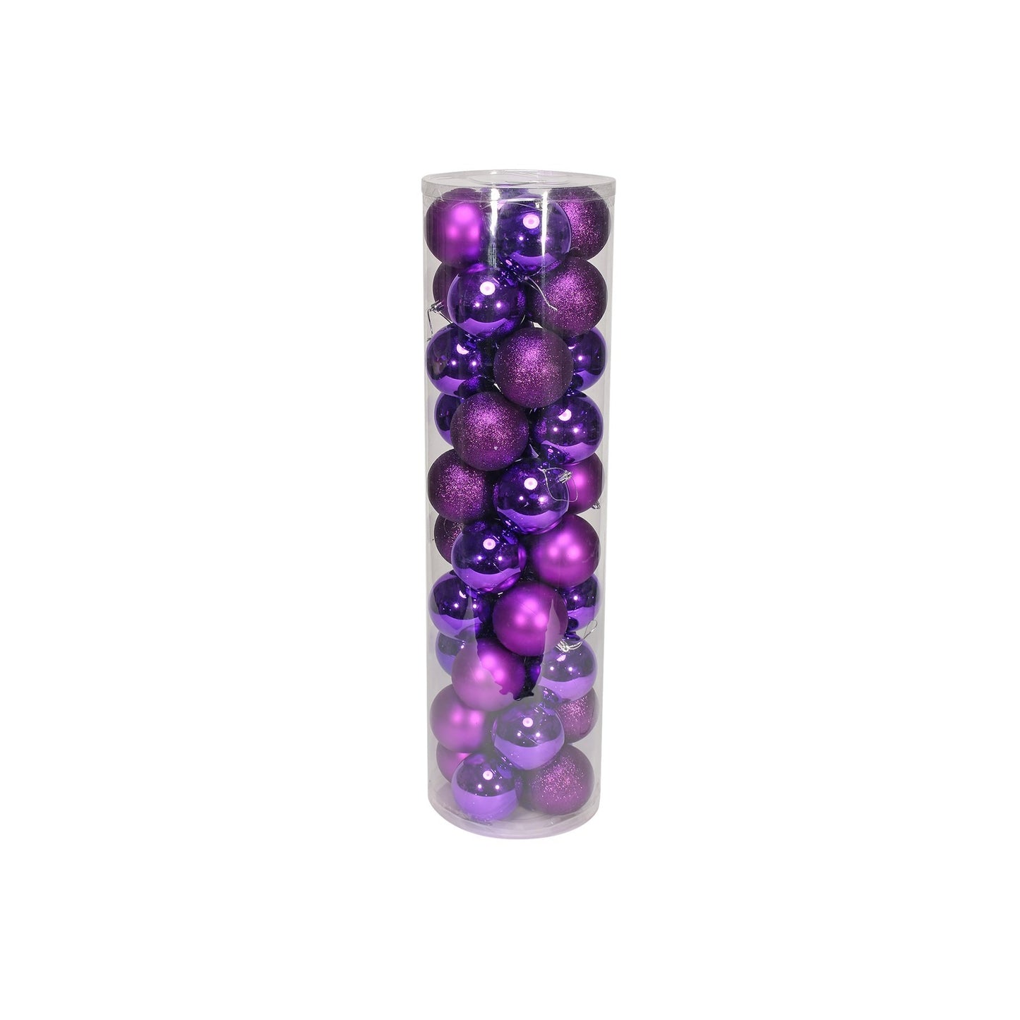 48 Purple Baubles in Matt Shiny & Glitter Finish (8cm)