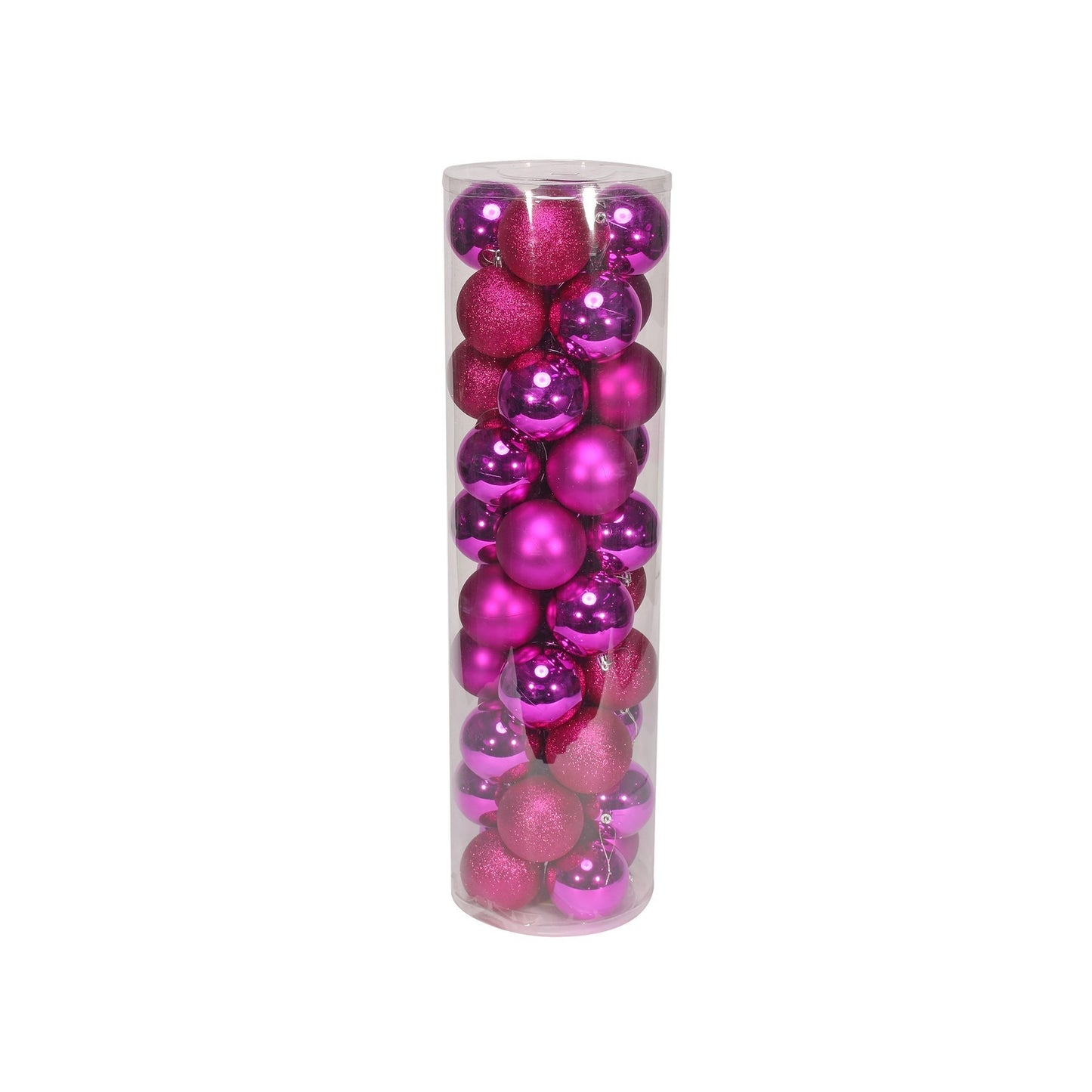 48 Hot Pink Baubles in Matt Shiny & Glitter Finish (8cm)