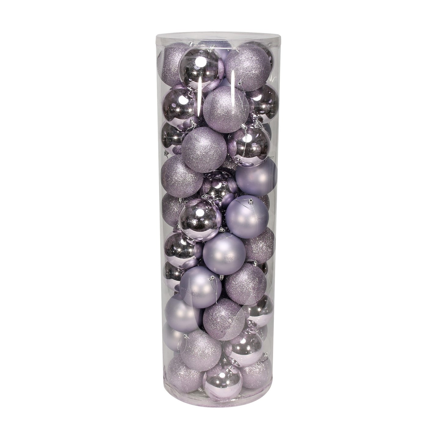 48 Lilac Baubles in Matt Shiny & Glitter Finish (10cm)