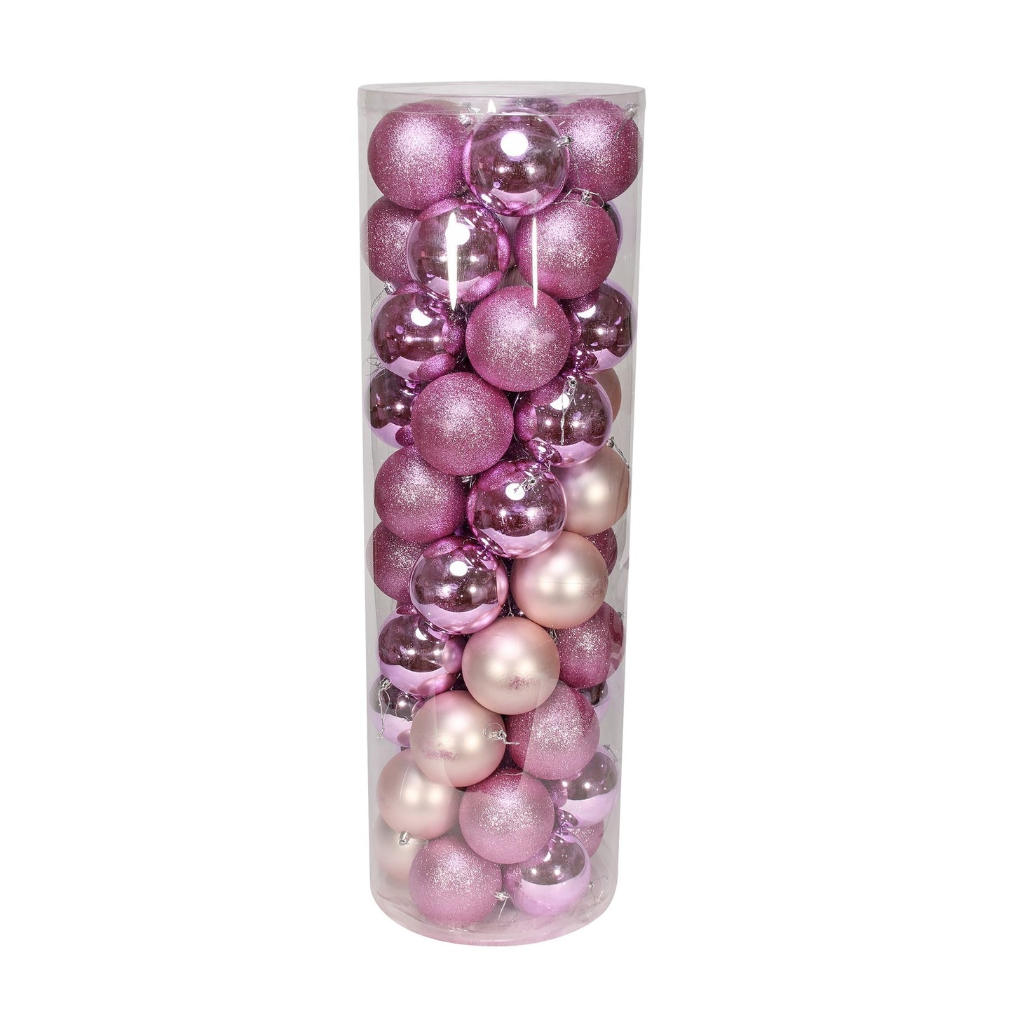 48 Pink Baubles in Matt Shiny & Glitter Finish (10cm)