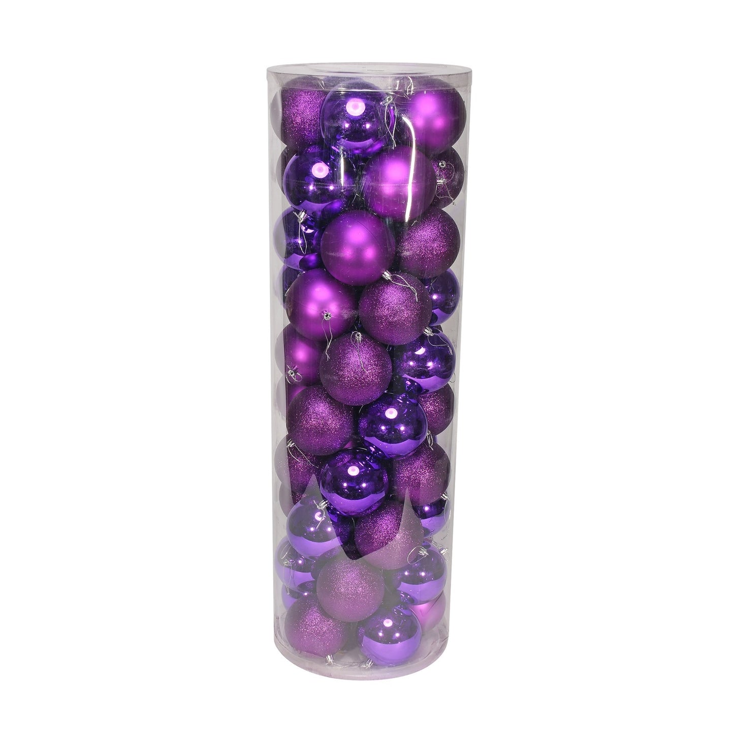 48 Purple Baubles in Matt Shiny & Glitter Finish (10cm)