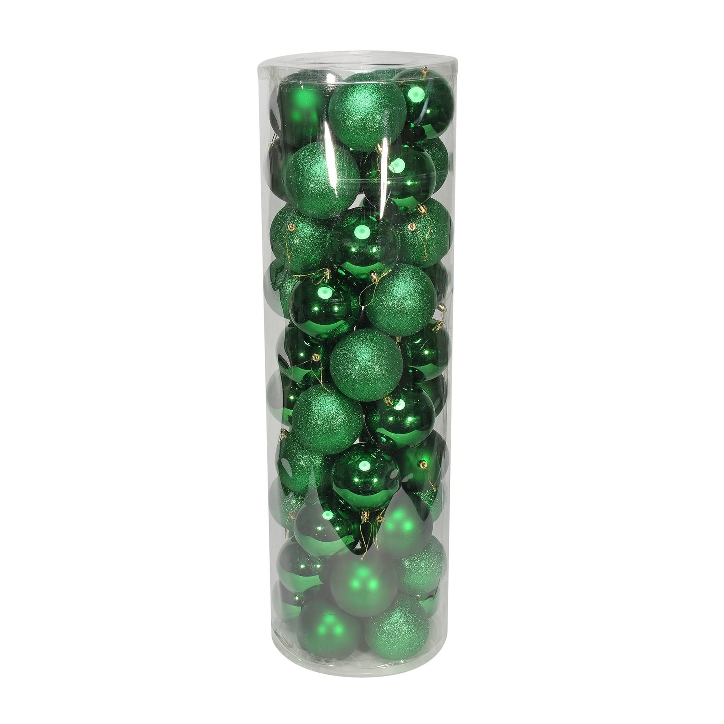 48 Holiday Green Baubles in Matt Shiny & Glitter Finish (10cm)