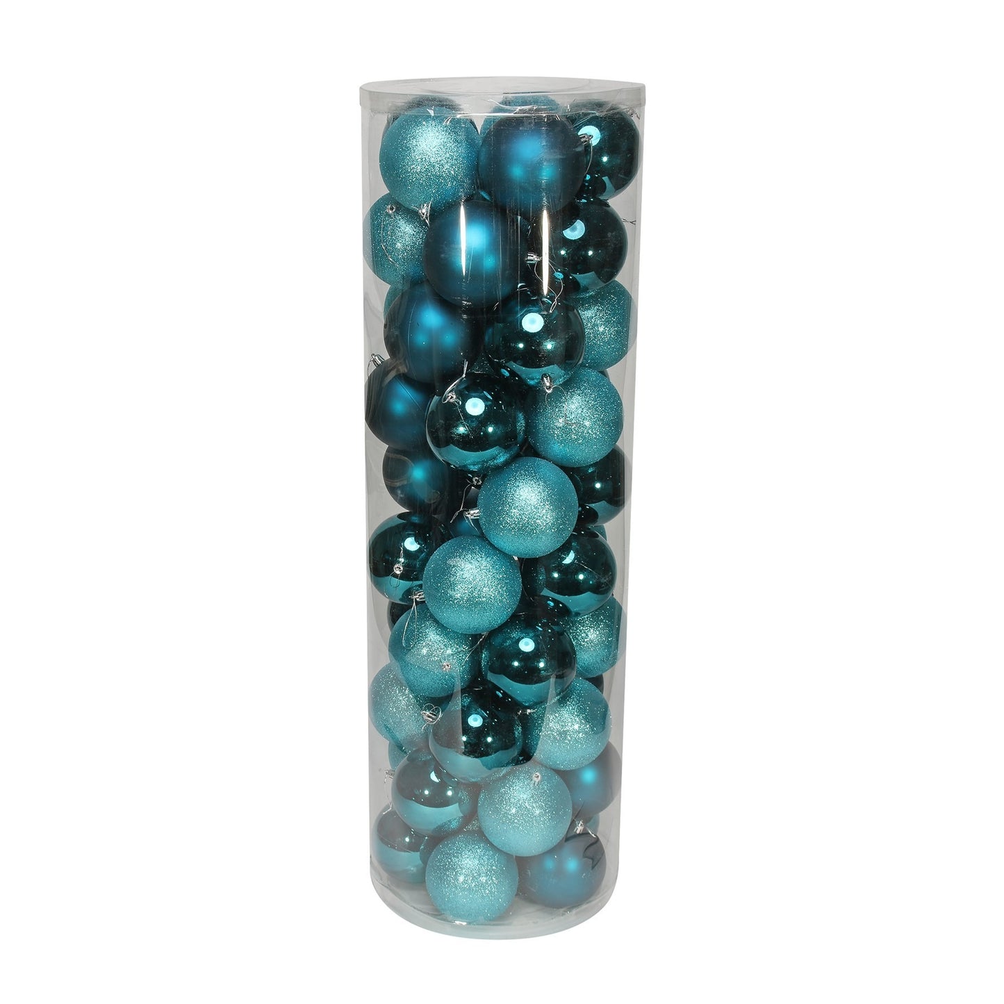 48 Turquoise Baubles in Matt Shiny & Glitter Finish (10cm)