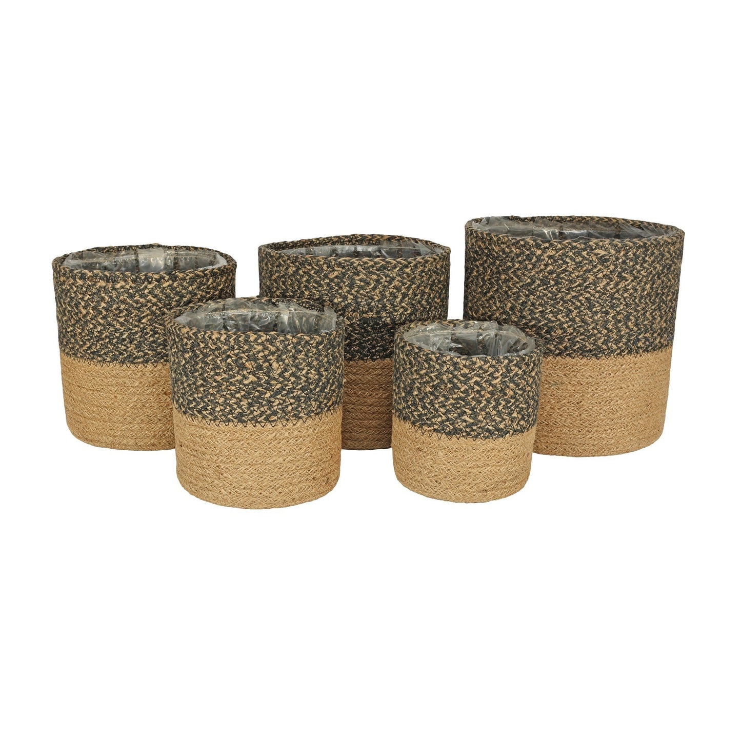 Set of 5 Jute Basket with Liner (Two Tone)