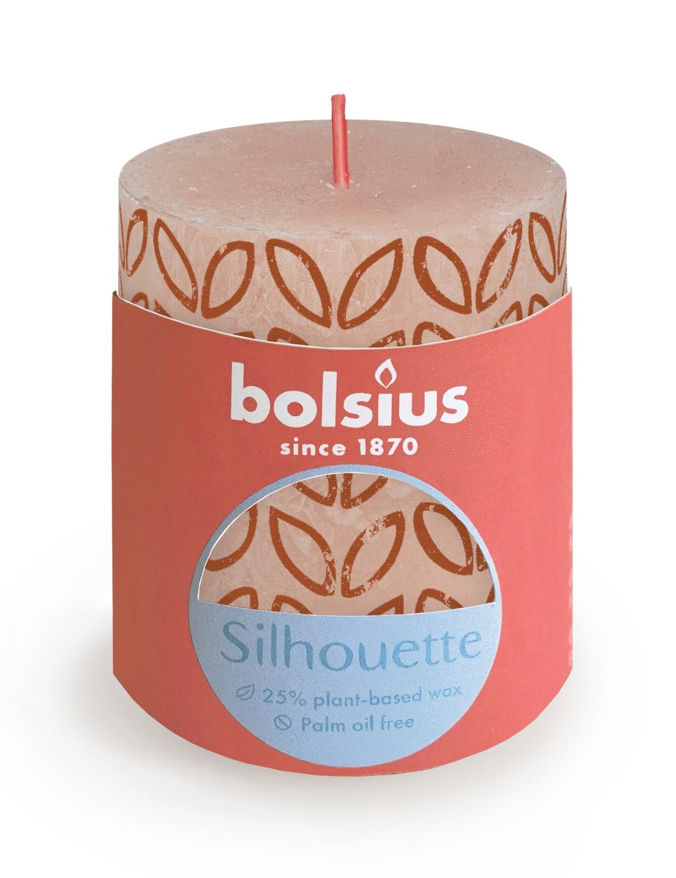 Misty Pink Bolsius Rustic Silhouette Pillar Candle (80 x 68mm)