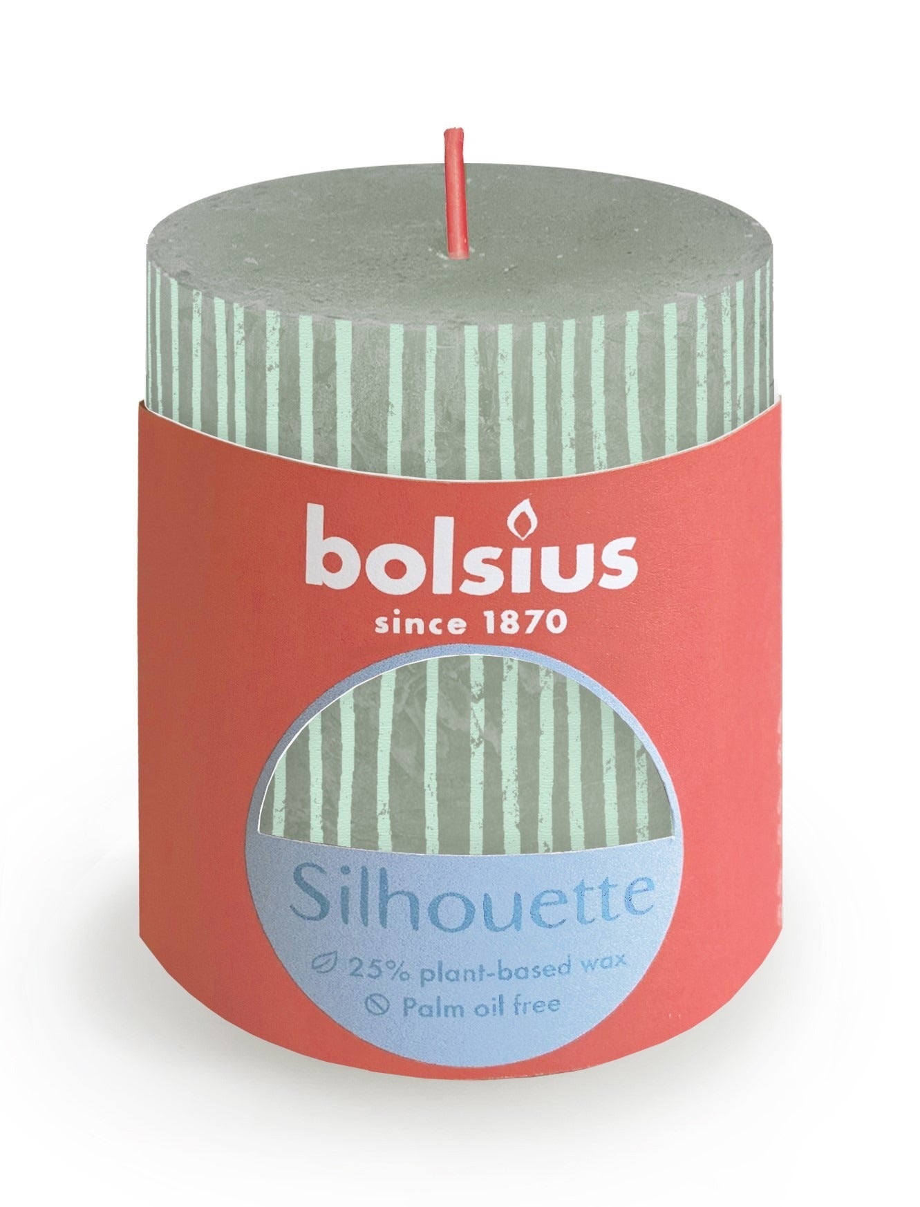 Jade Green Bolsius Rustic Silhouette Pillar Candle (80 x 68mm)