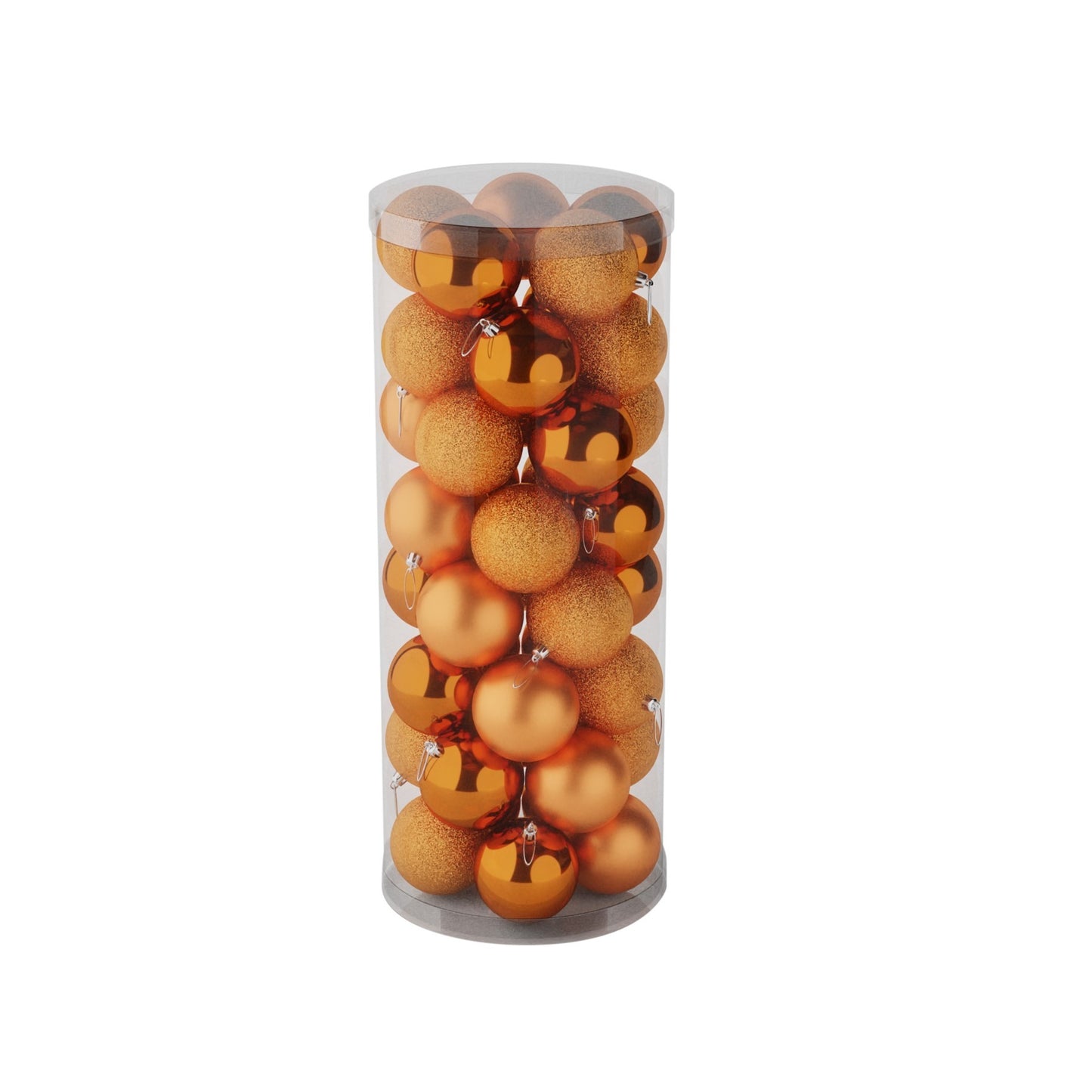 48 Orange Baubles in Matt Shiny & Glitter Finish (8cm)