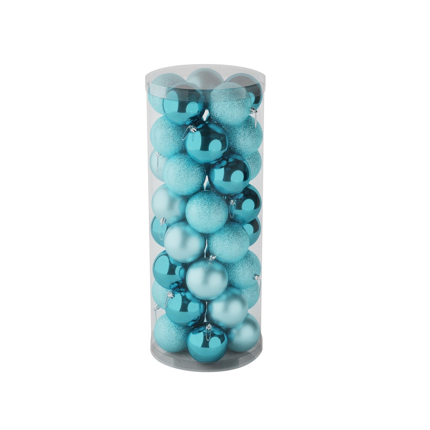 48 Ice Blue Baubles in Matt Shiny & Glitter Finish (8cm)