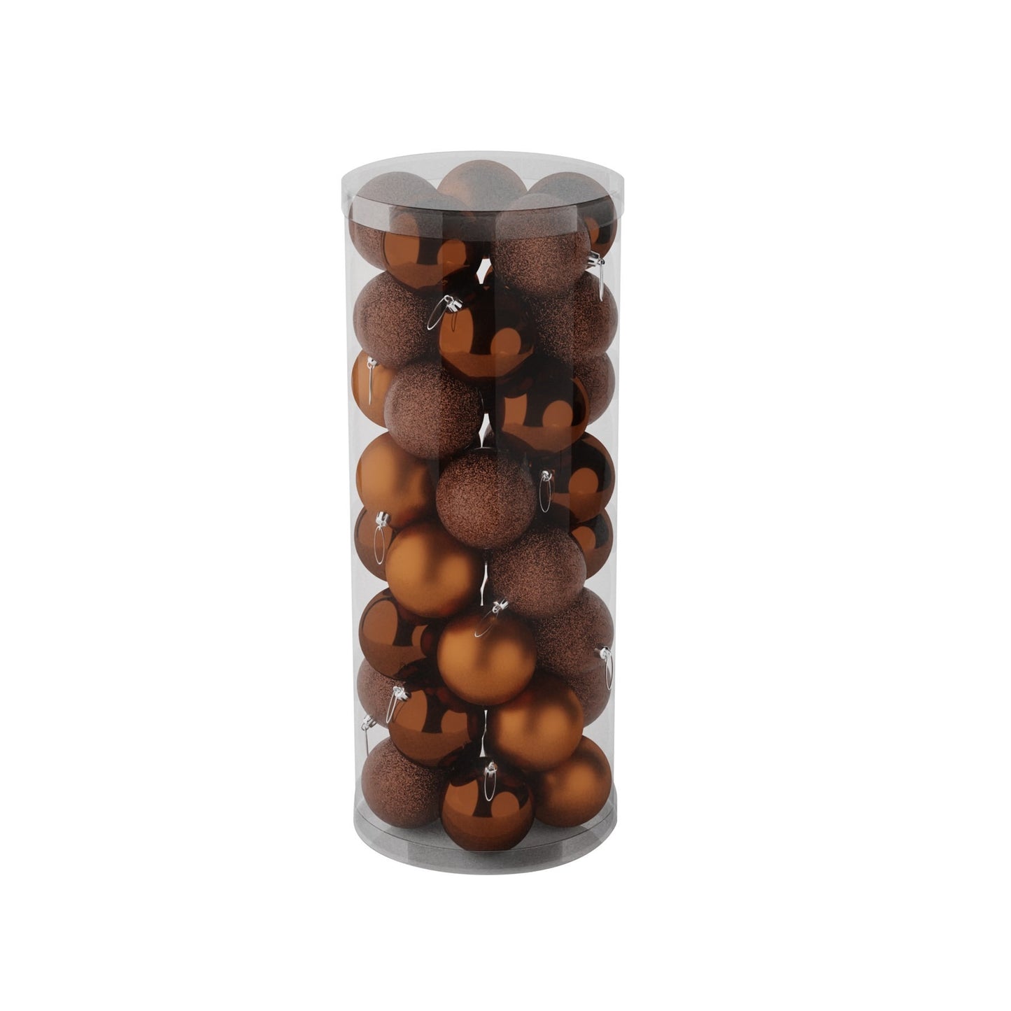 48 Brown Baubles in Matt Shiny & Glitter Finish (8cm)