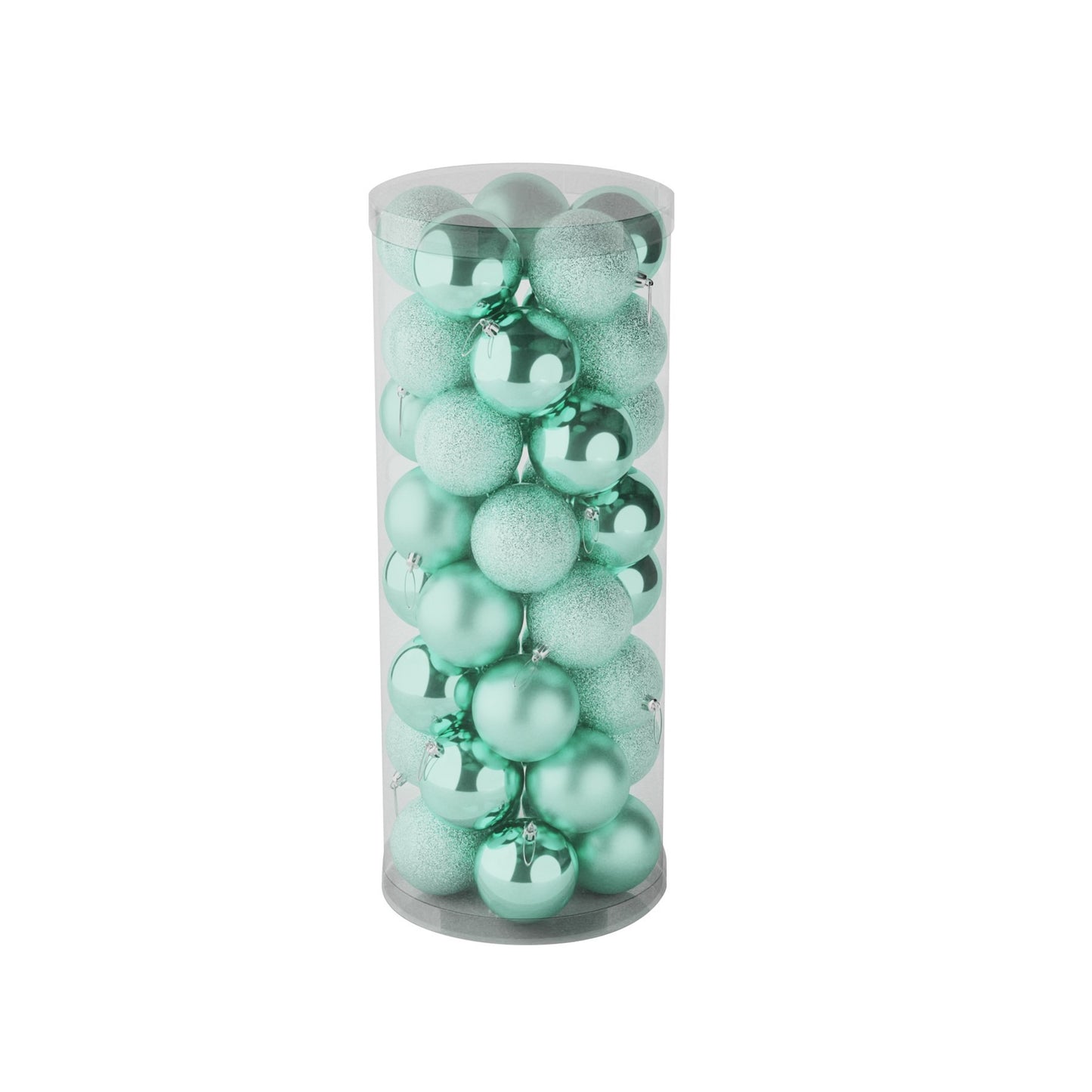 48 Mint Green Baubles in Matt Shiny & Glitter Finish (8cm)