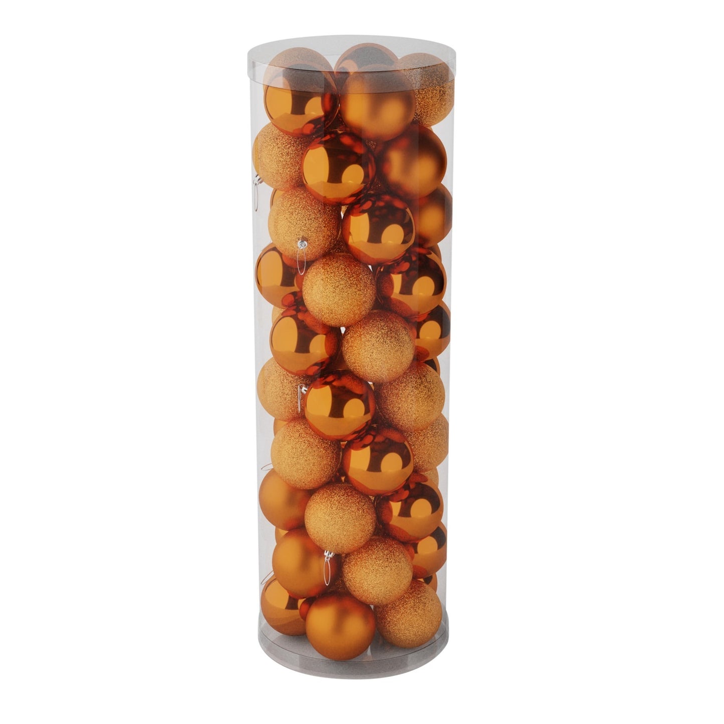 48 Orange Baubles in Matt Shiny & Glitter Finish (10cm)