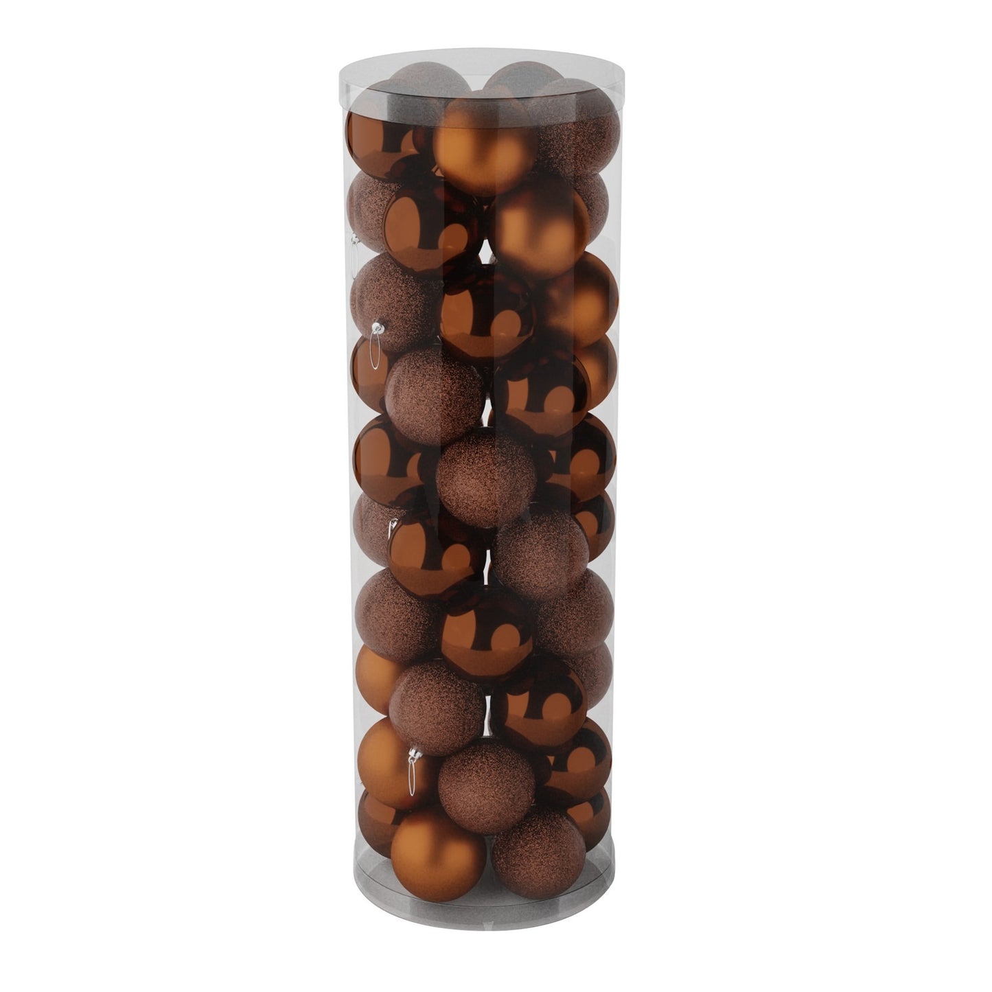 48 Brown Baubles in Matt Shiny & Glitter Finish (10cm)