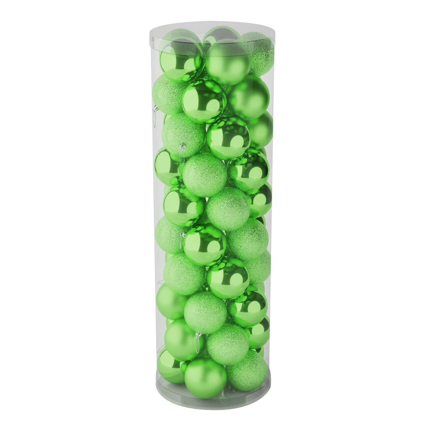 48 Light Green Baubles in Matt Shiny & Glitter Finish (10cm)