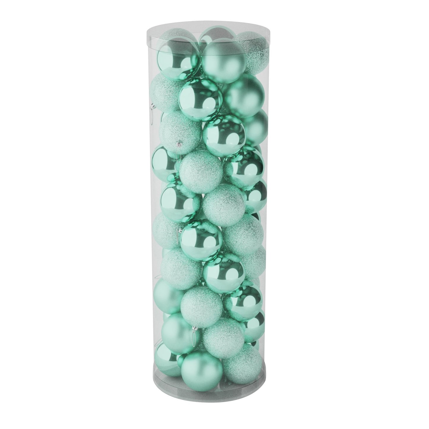 48 Mint Green Baubles in Matt Shiny & Glitter Finish (10cm)