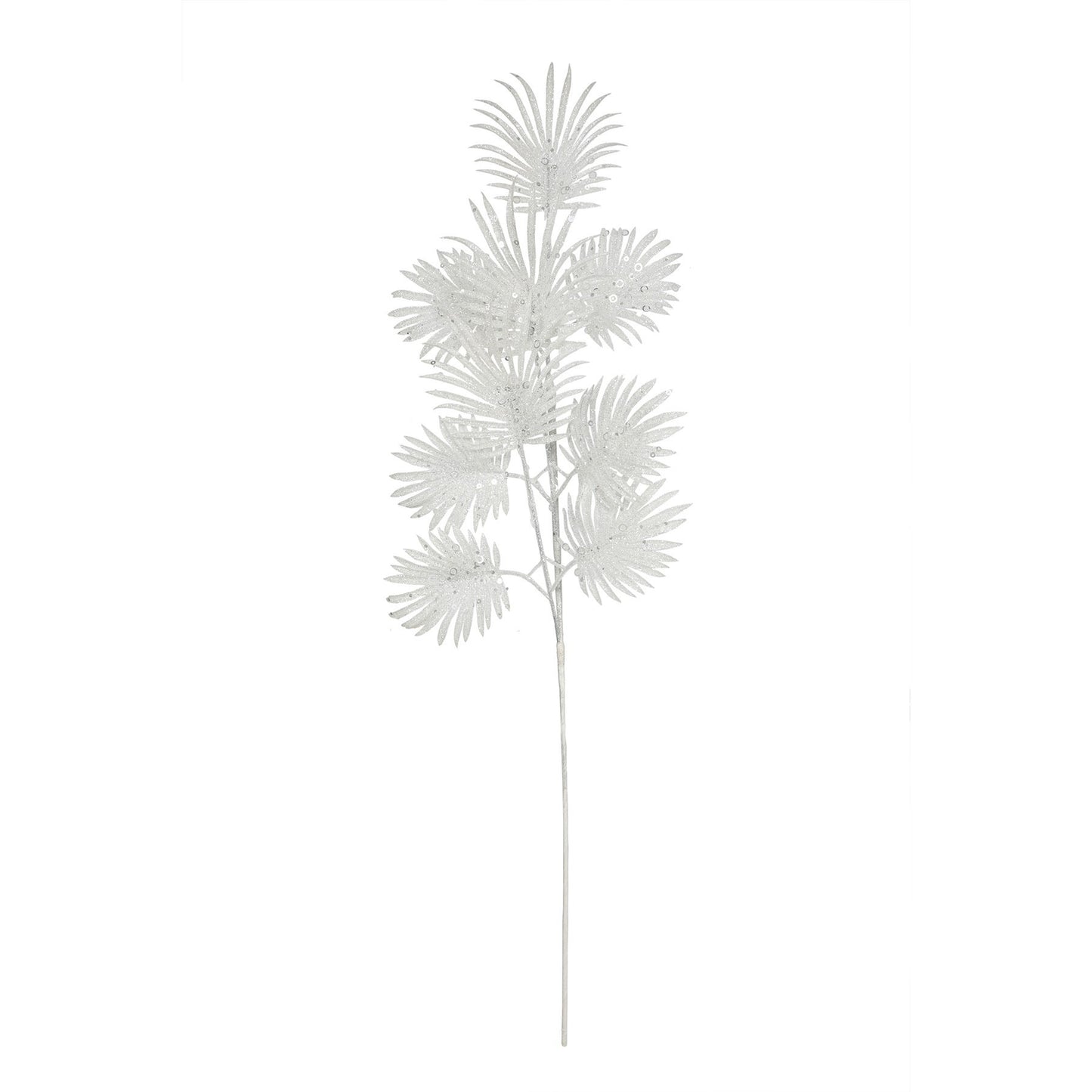 White Glitter Feather Leaf Stem (H75cm)