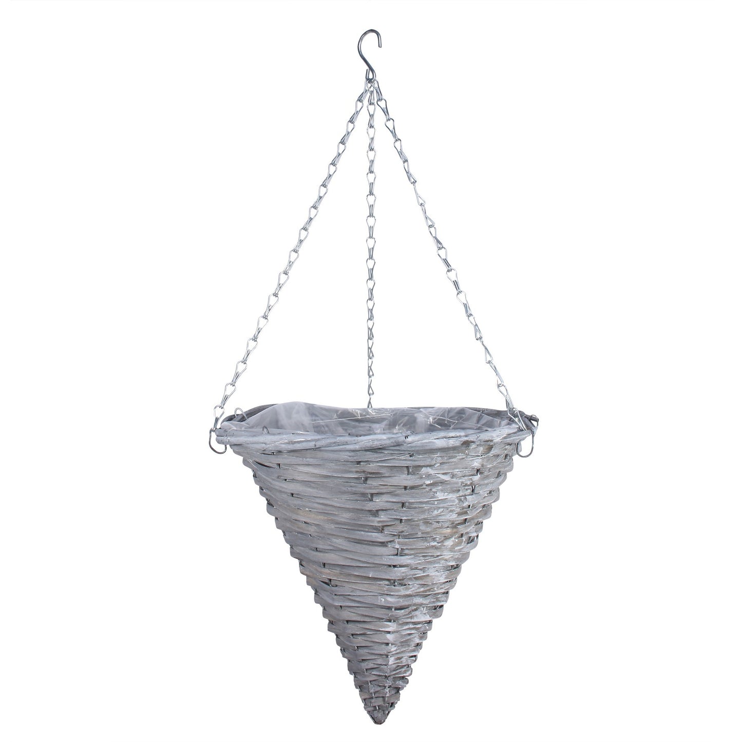 Grey Wash Cone Woodhouse Hanging Basket