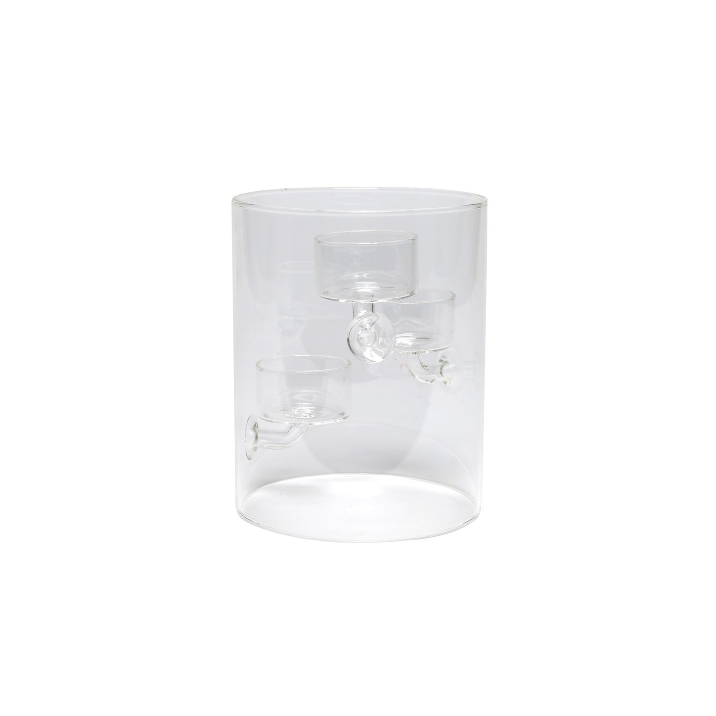 Glass Cylinder Vase with 3 Cups (15cm)