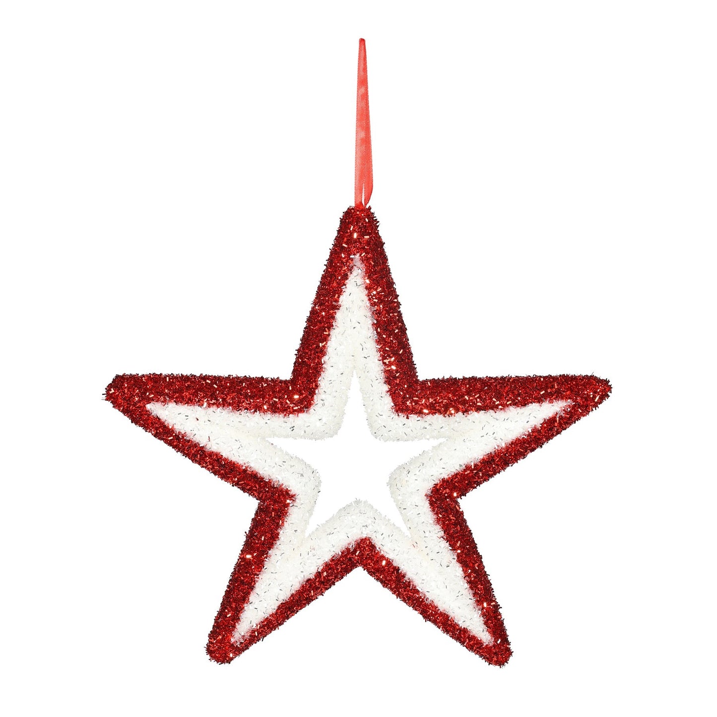 Glitter Star Hanging Decoration -Pink & White (36cm)