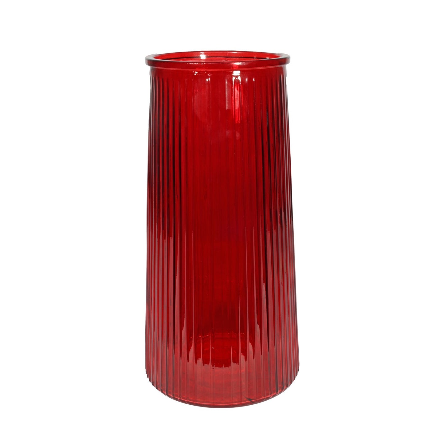 Red Tall Ribbed Graduated Glass Vase (32cm)Â