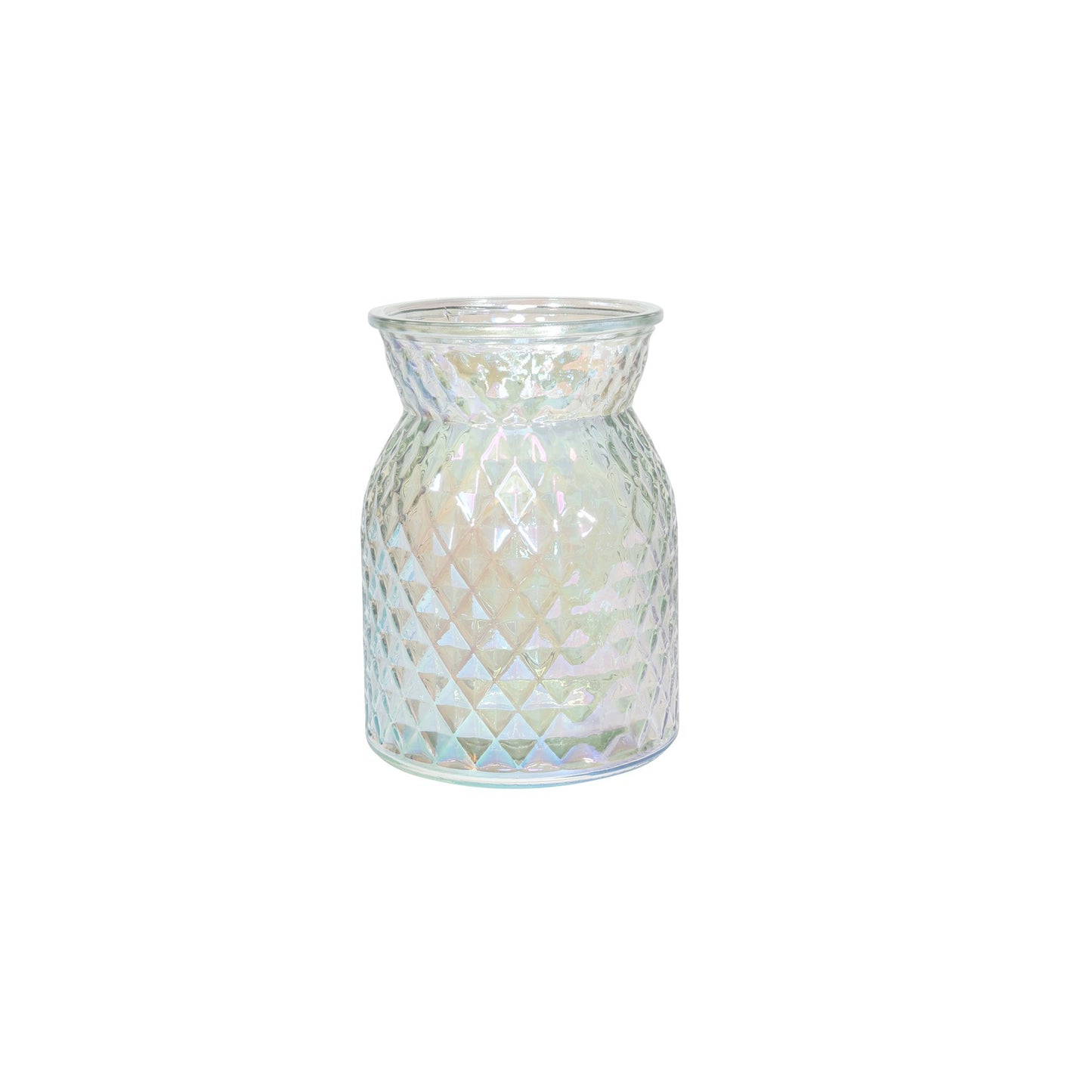 Meadow Flower Vase with Diamond Embossed Pattern & Iridescent Finish (16cm)