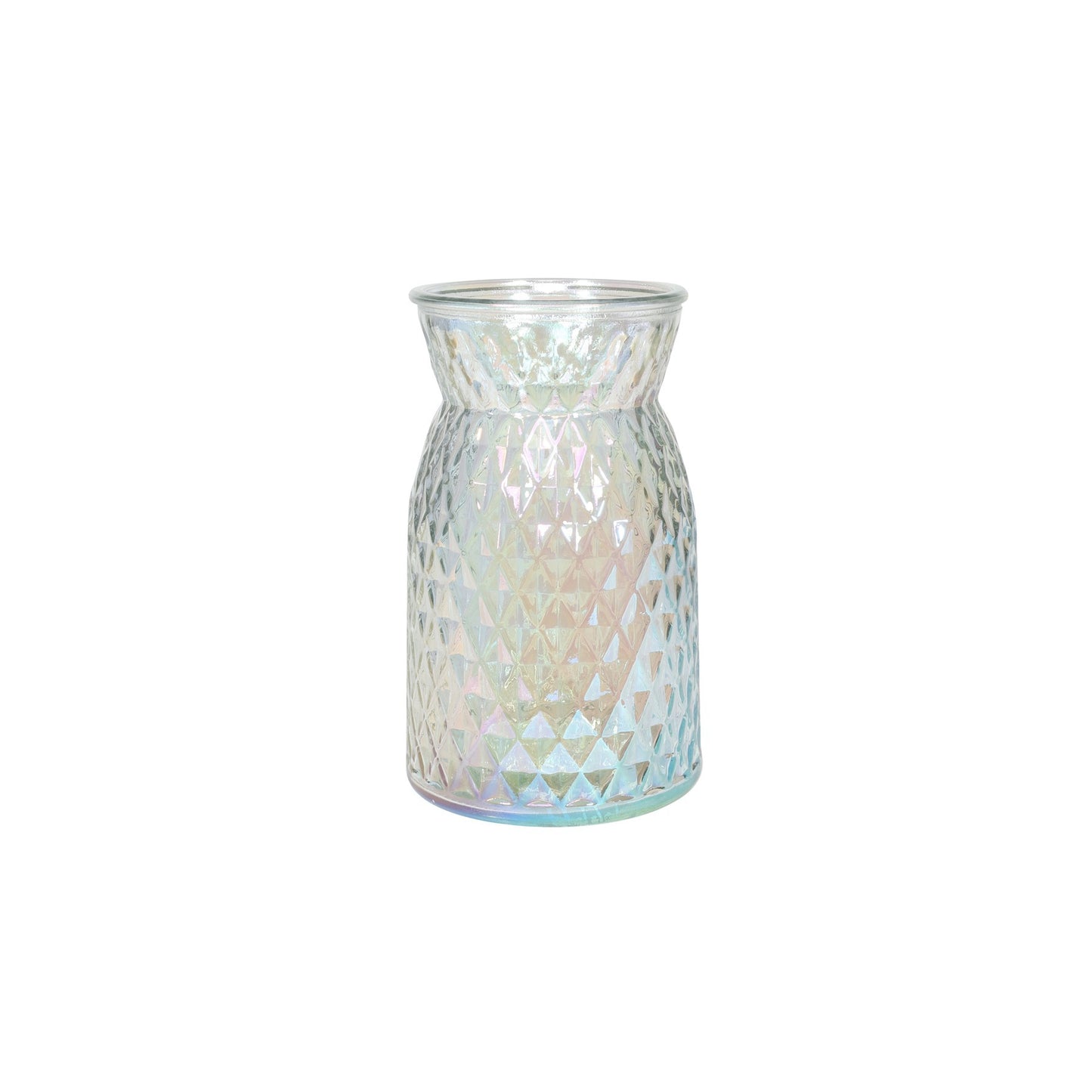 Meadow Flower Vase with Diamond Embossed Pattern & Iridescent Effect (18cm)
