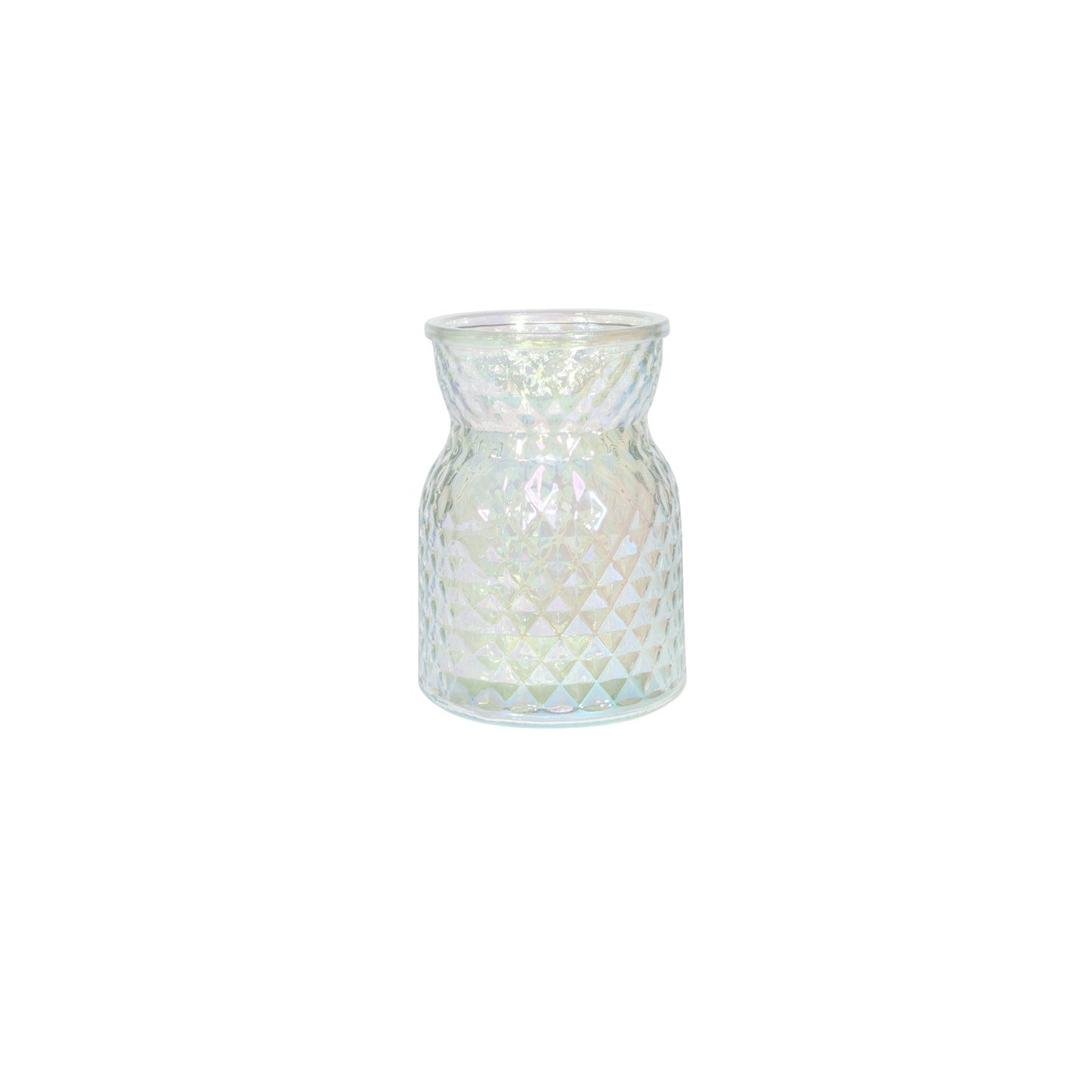 Meadow Flower Vase with Diamond Embossed Pattern & Iridescent Finish (13.5cm)