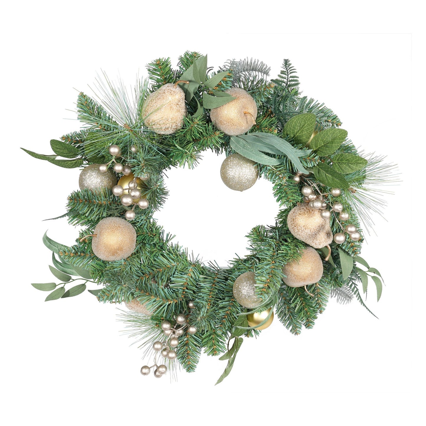 Golden Fruit Bauble and Berry Wreath (60cm)