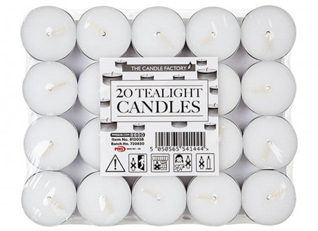Pack of 20 10g Unscented Tealight Candles
