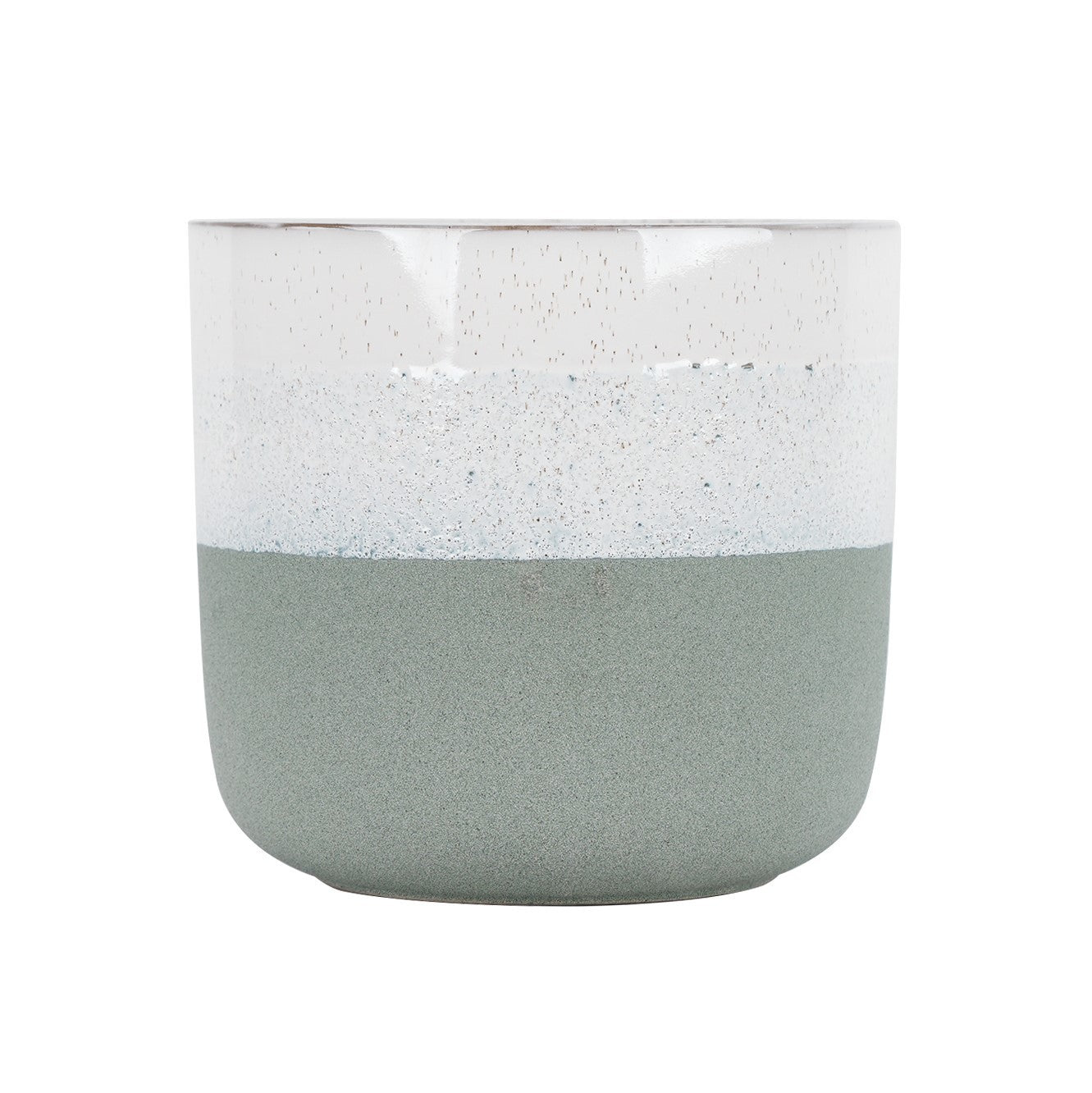 Hortus Green & White Bordeaux Stoneware Pot (22.5cm H x 24.5cm Dia)
