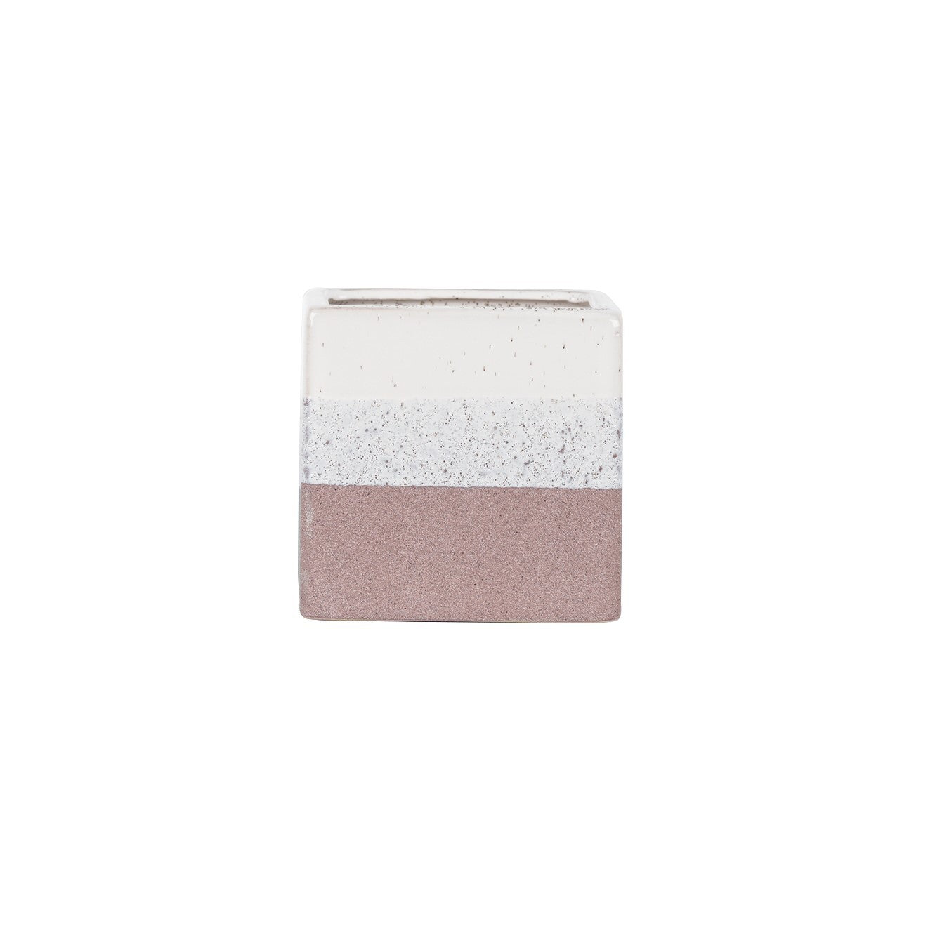Hortus Pink & White Bordeaux Stoneware Cube (12.5cm H x 12.5cm W)