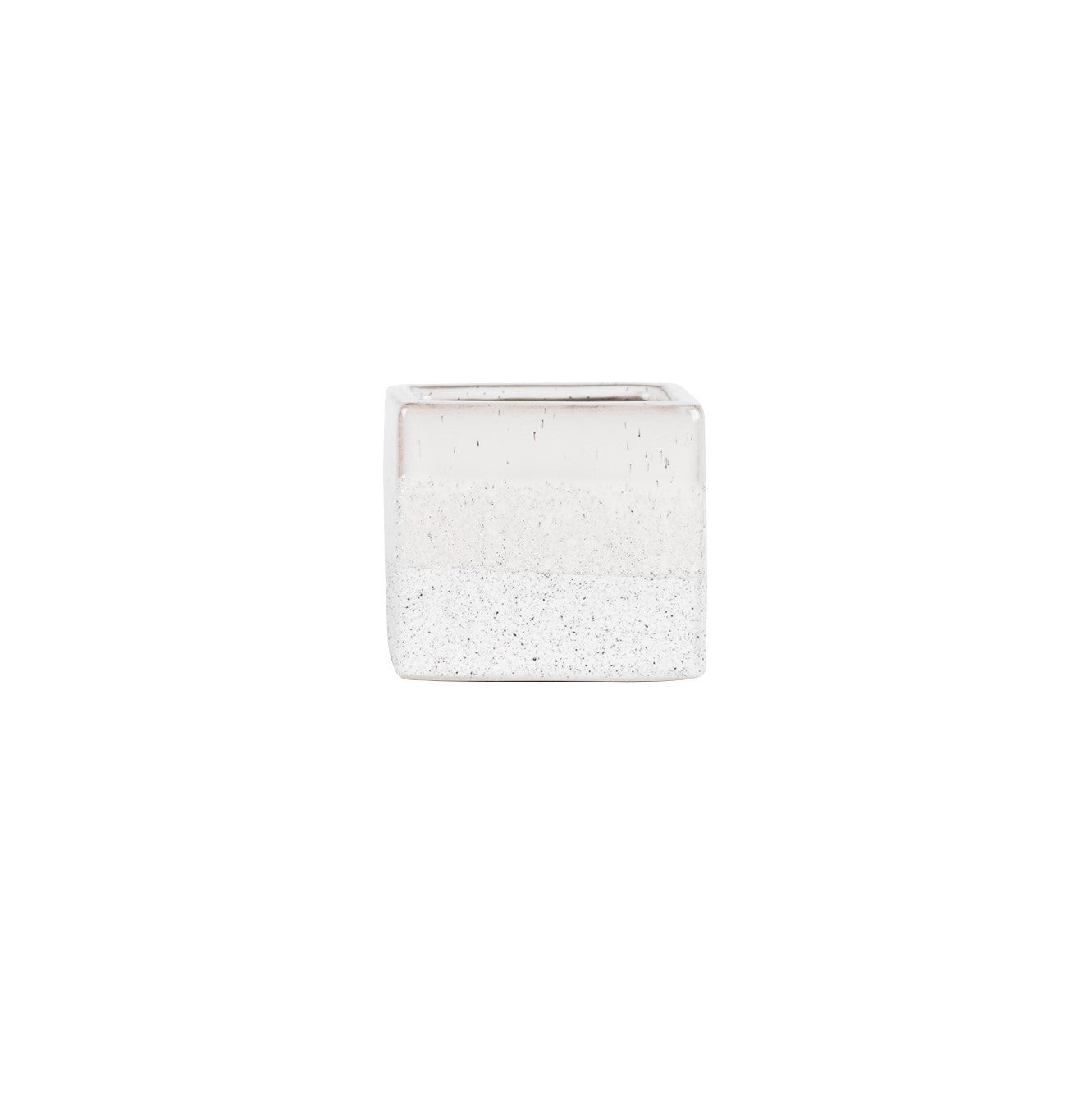 Hortus White Bordeaux Stoneware Cube (9.5cm H x 10.5cm W)