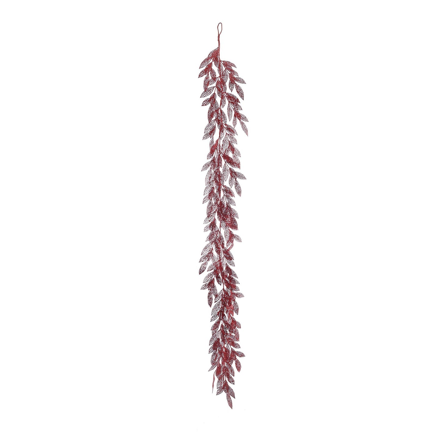 Glitter Leaf Garland - Red (183cm)