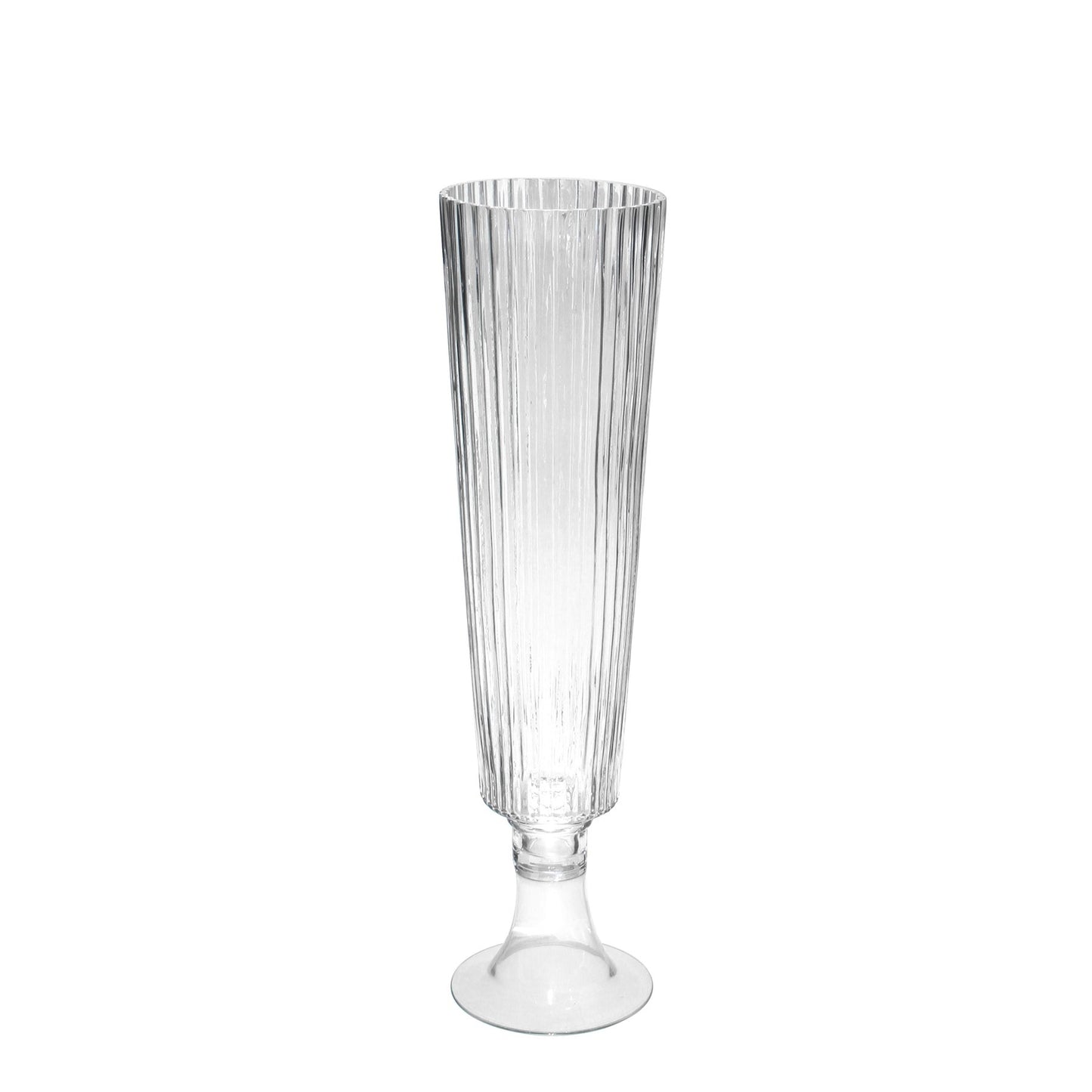 Clear Tall Ribbed Fluted Glass Vase (65cm)