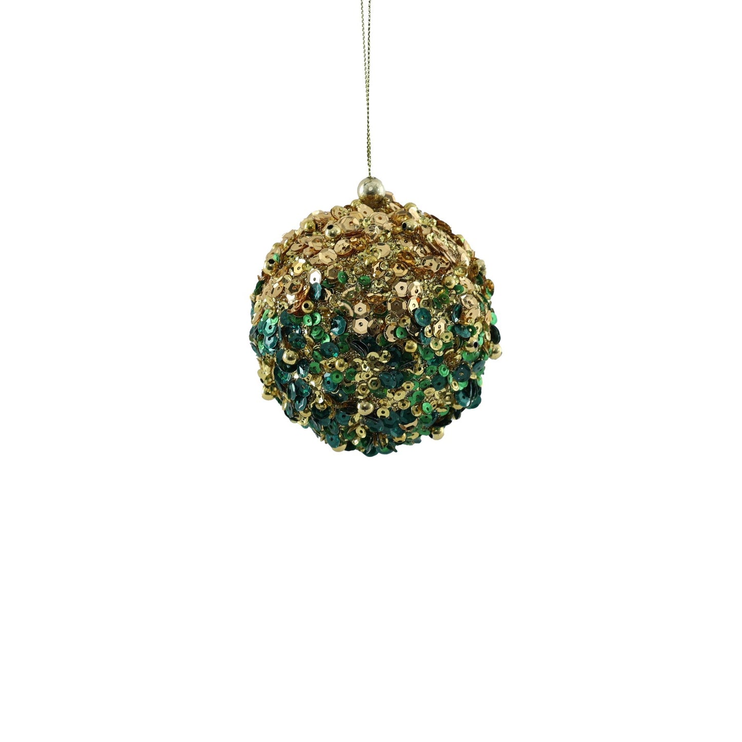 Small Bead Encrusted Bauble - Gold & Green