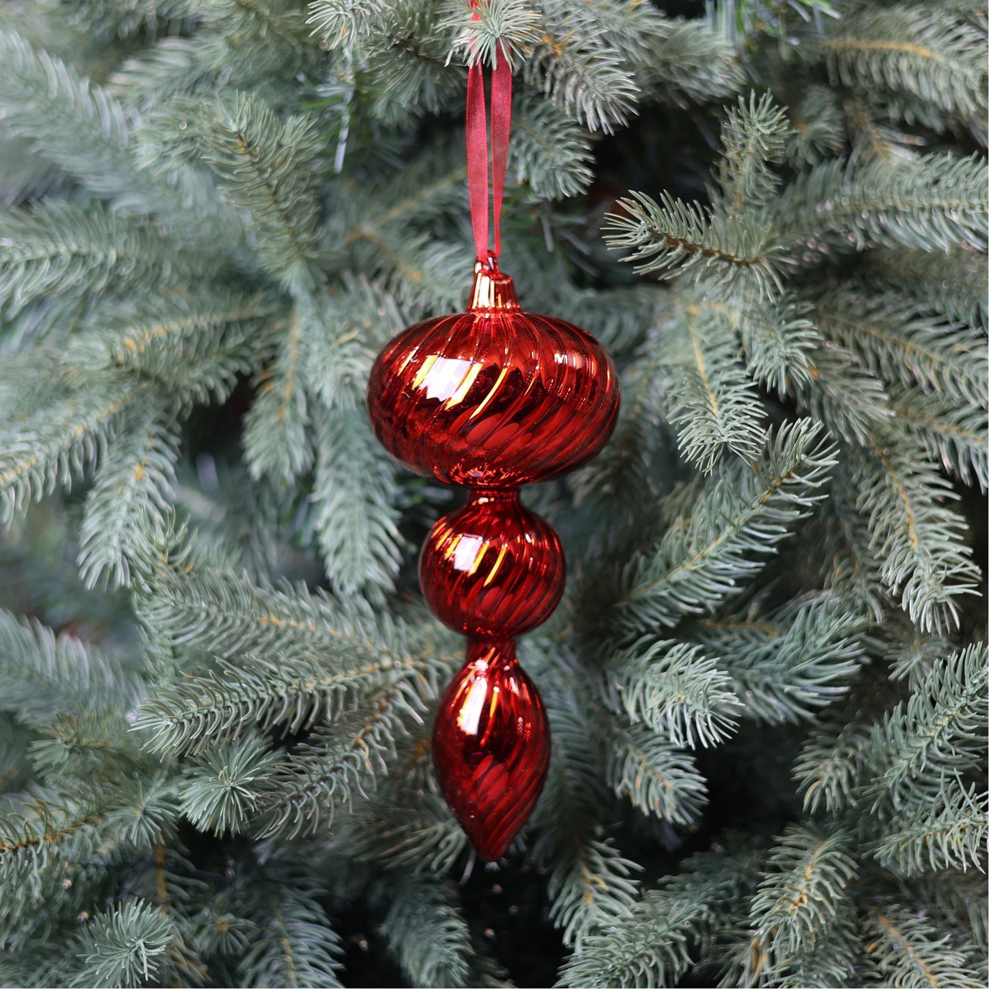 Red Glass Trio Finial (22cm)