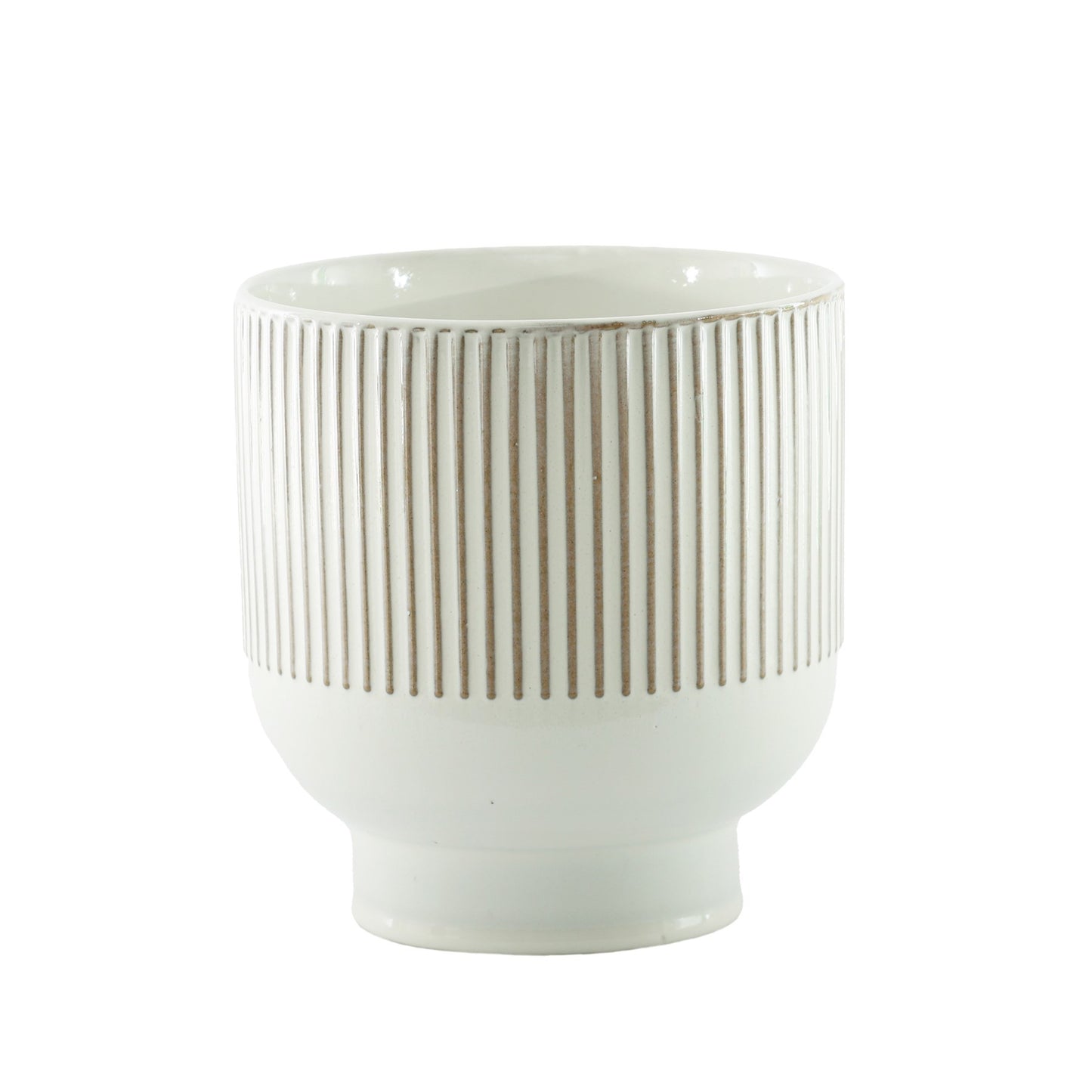 Hortus Cream Toulon Stoneware Pot (18cm H x 16.5cm Dia)