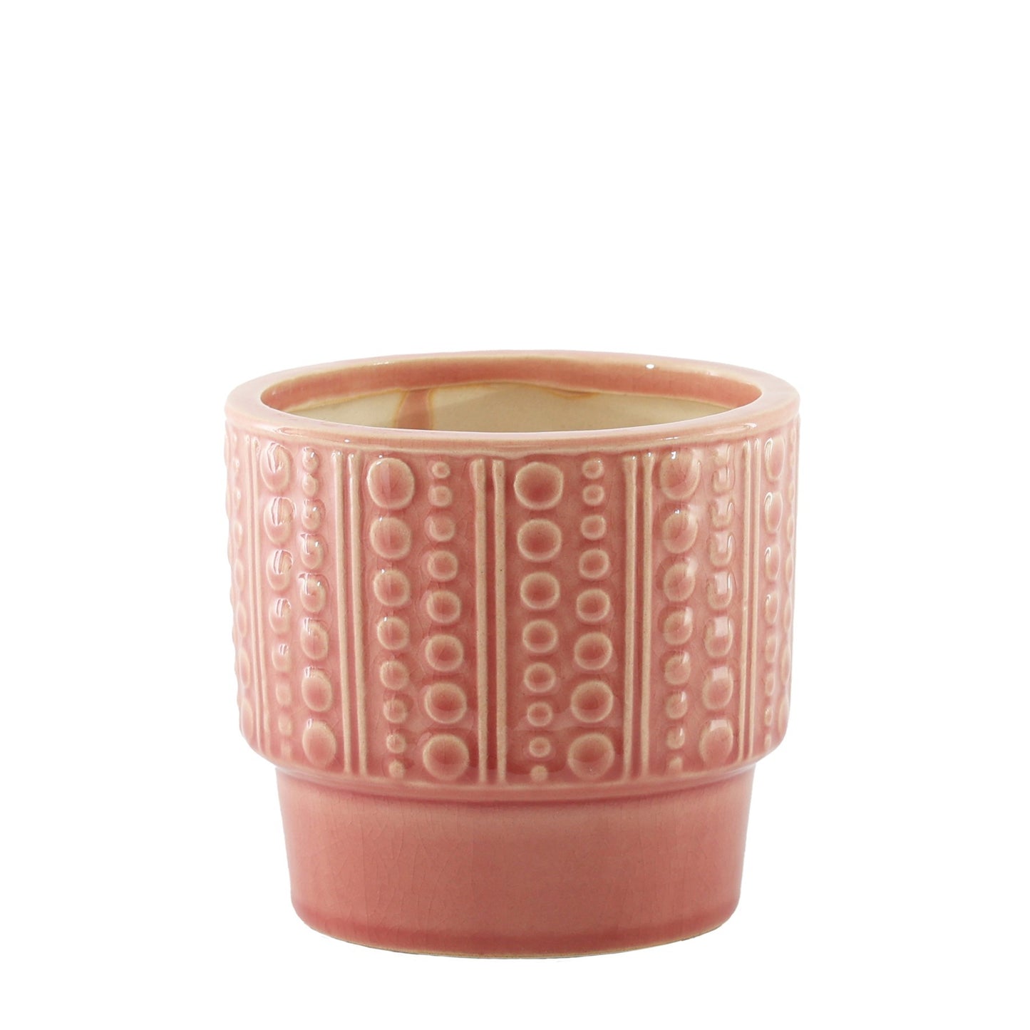 Hortus Salmon Pink Warwick Dimple Pot (14.5cm H x 15.5cm Dia)