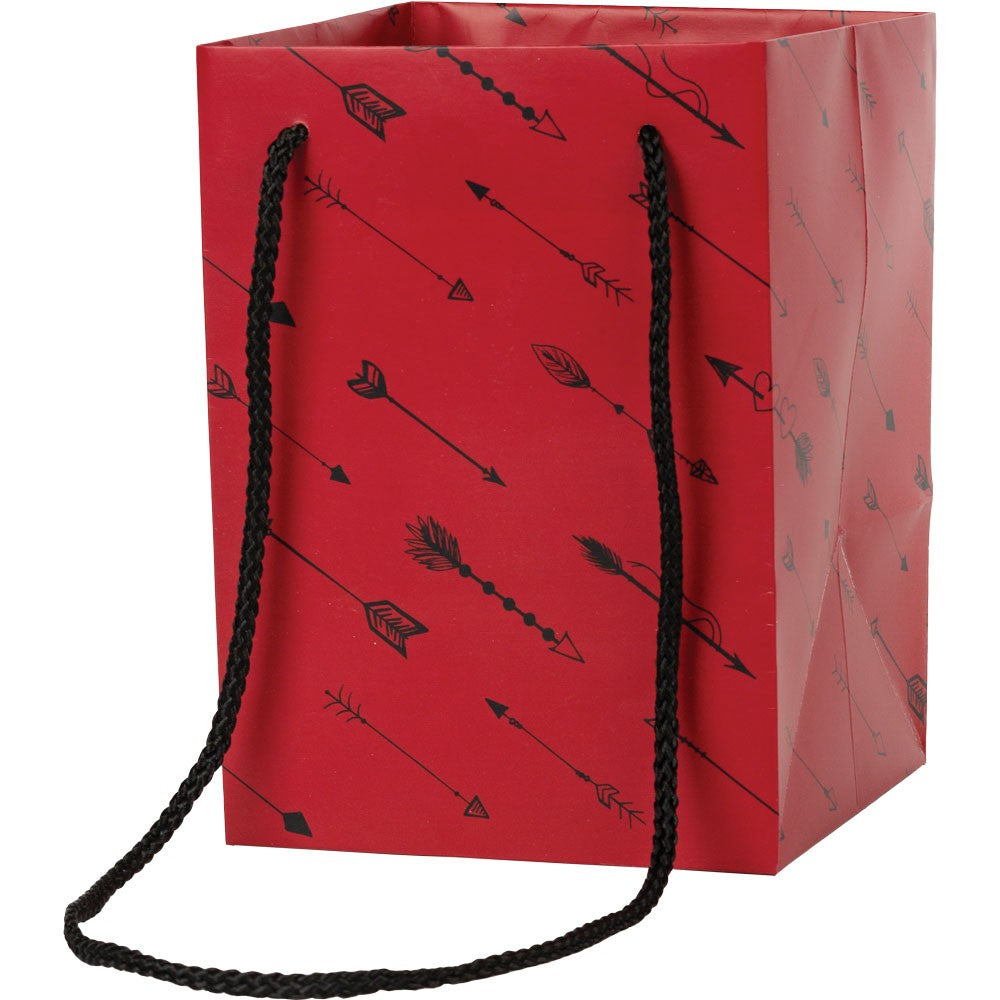 Red/Black Cupids Arrow Hand Tie Gift Bag (10 Pack)