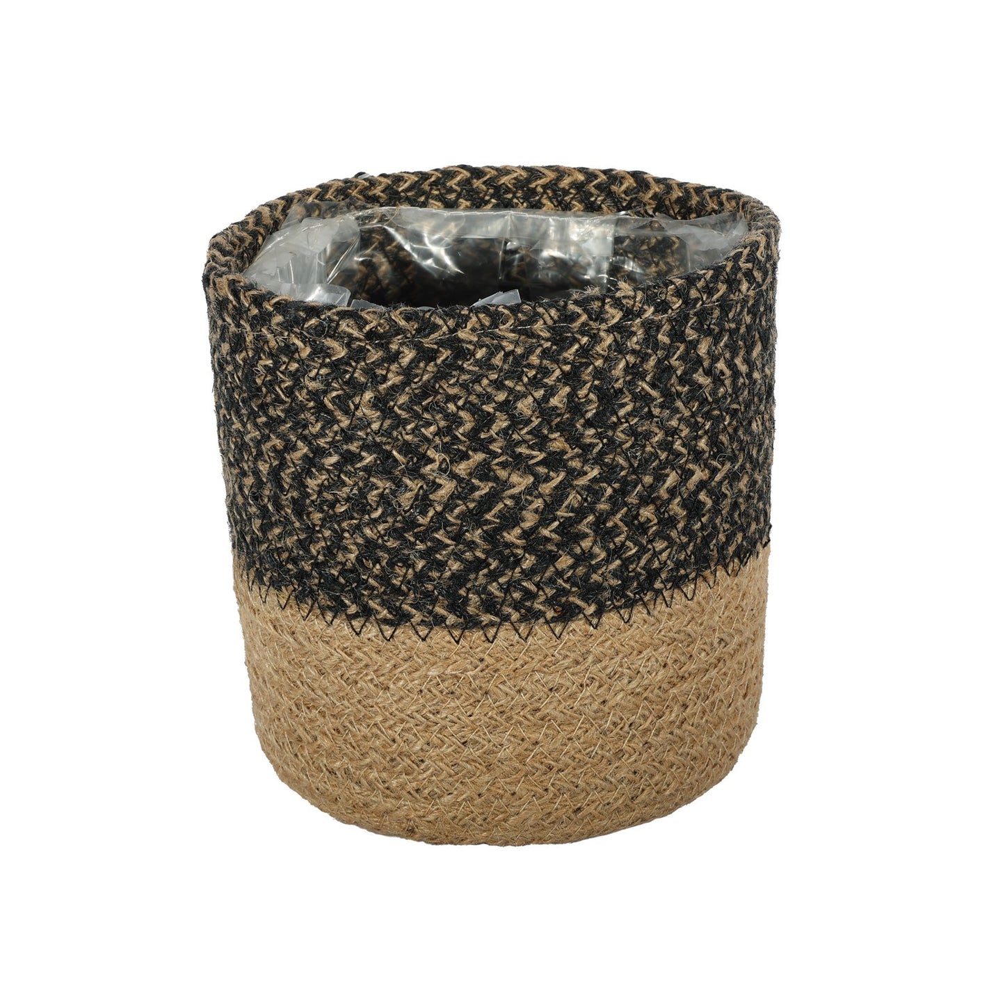 Black & Natural Jute Basket (14 x 14cm)